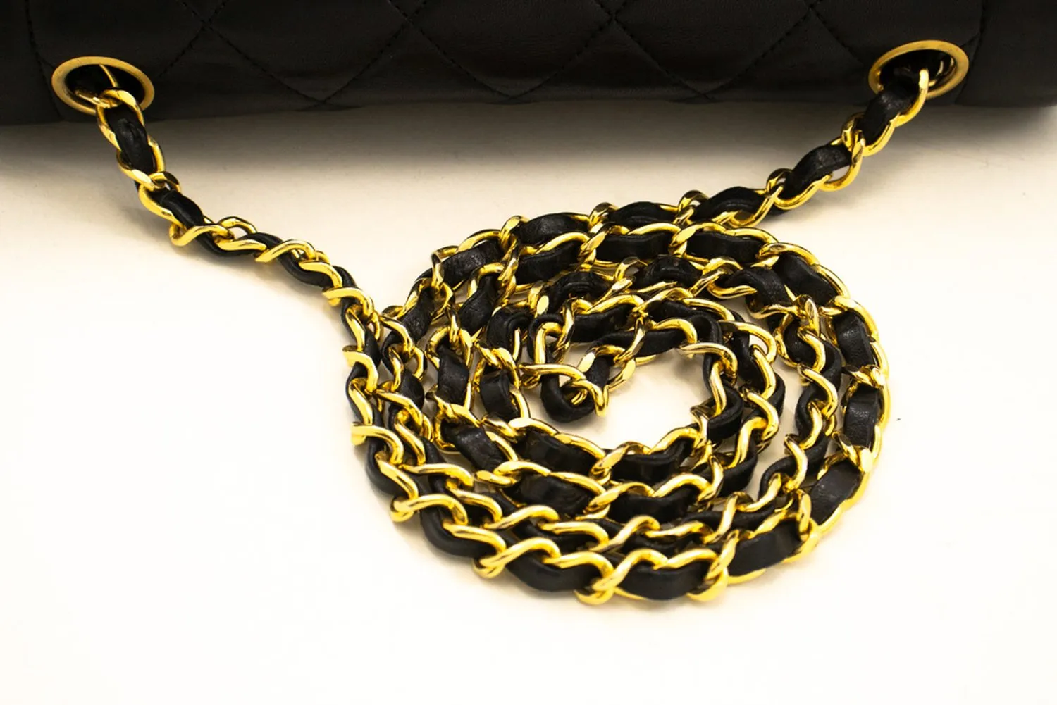 CHANEL Diana Flap Chain Shoulder Bag Black Quilted Lambskin Purse m10