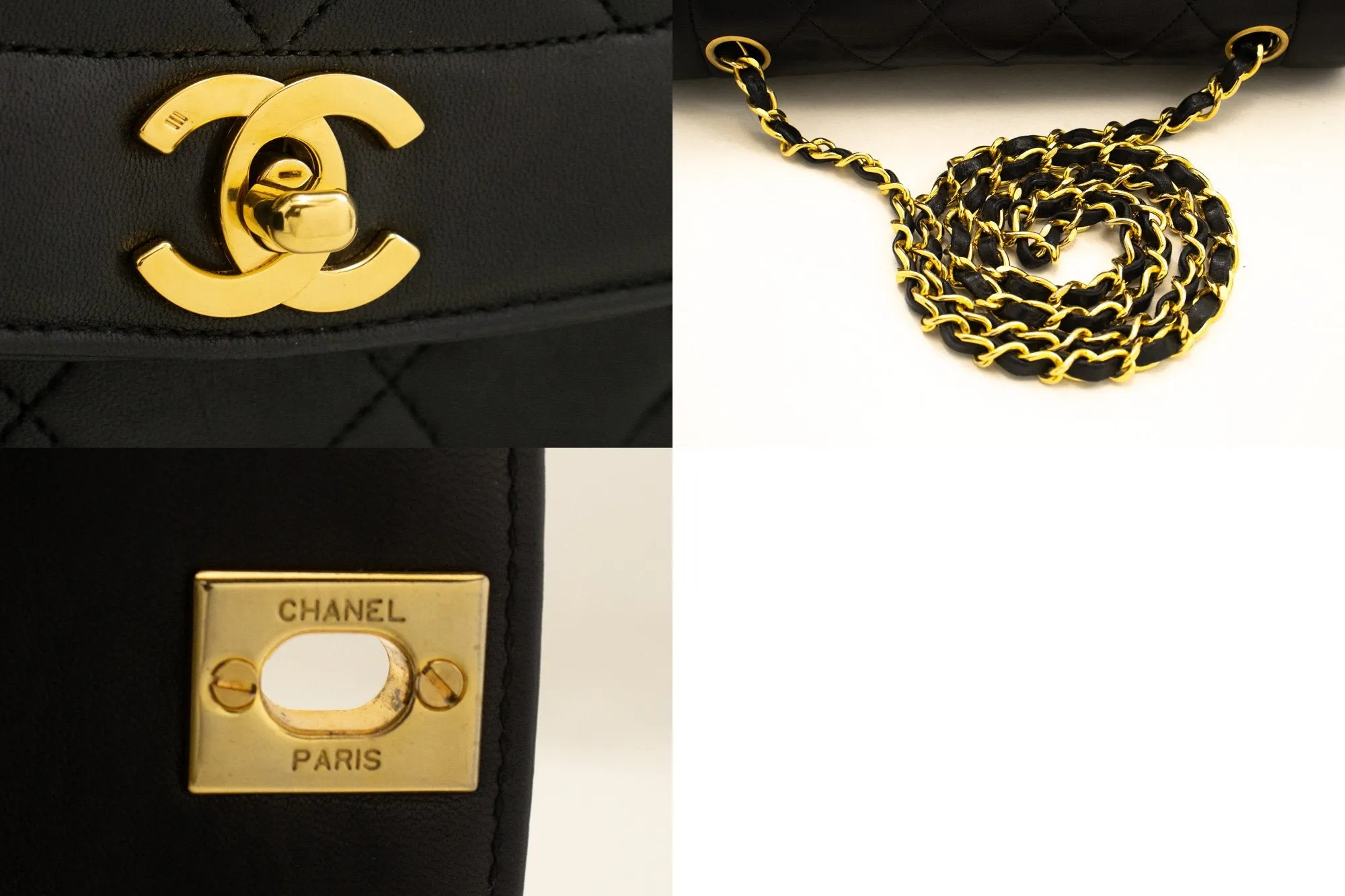 CHANEL Diana Flap Chain Shoulder Bag Black Quilted Lambskin Purse m10