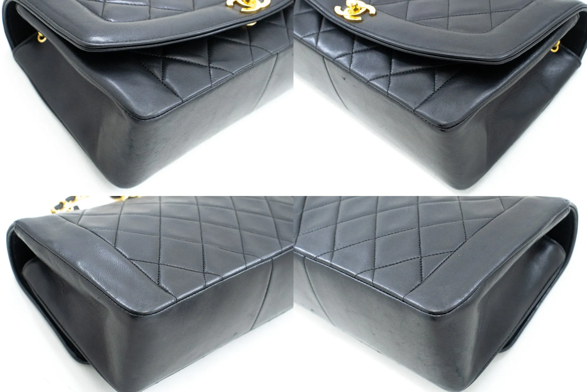 CHANEL Diana Flap Chain Shoulder Bag Black Quilted Lambskin Purse m10