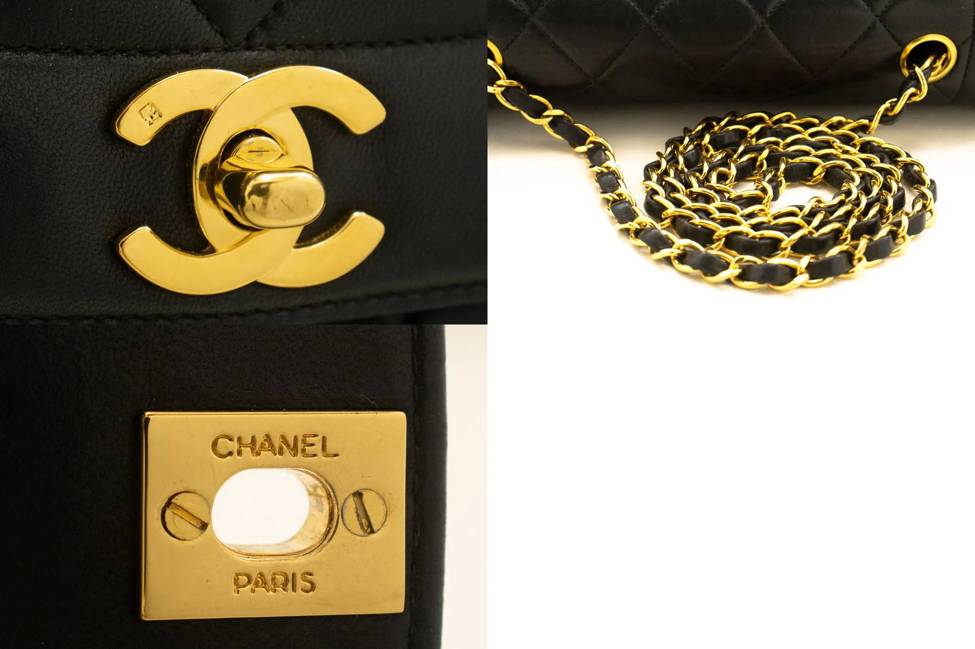 CHANEL Diana Flap Chain Shoulder Bag Black Quilted Lambskin Purse p47