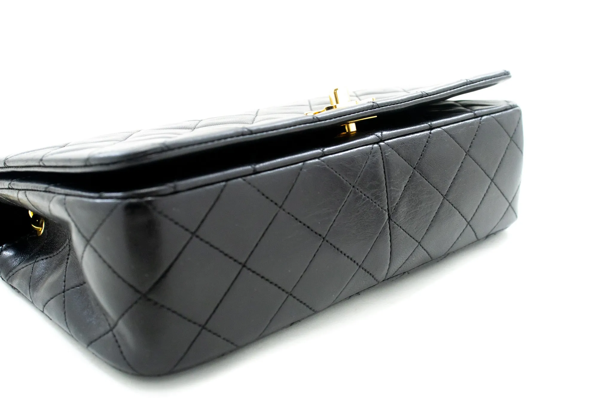 CHANEL Full Flap Chain Shoulder Bag Black Quilted Lambskin L58