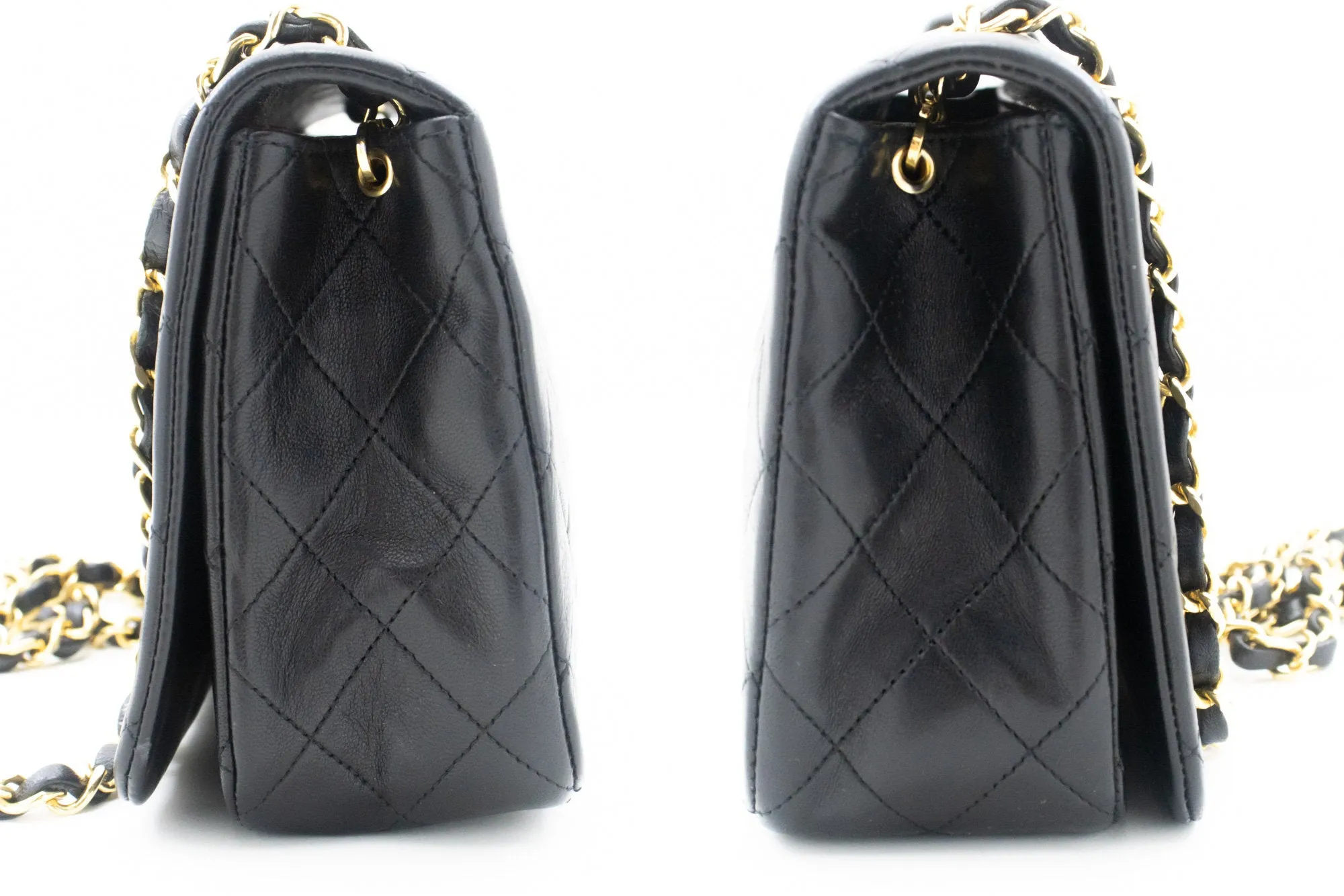CHANEL Full Flap Chain Shoulder Bag Black Quilted Lambskin L58