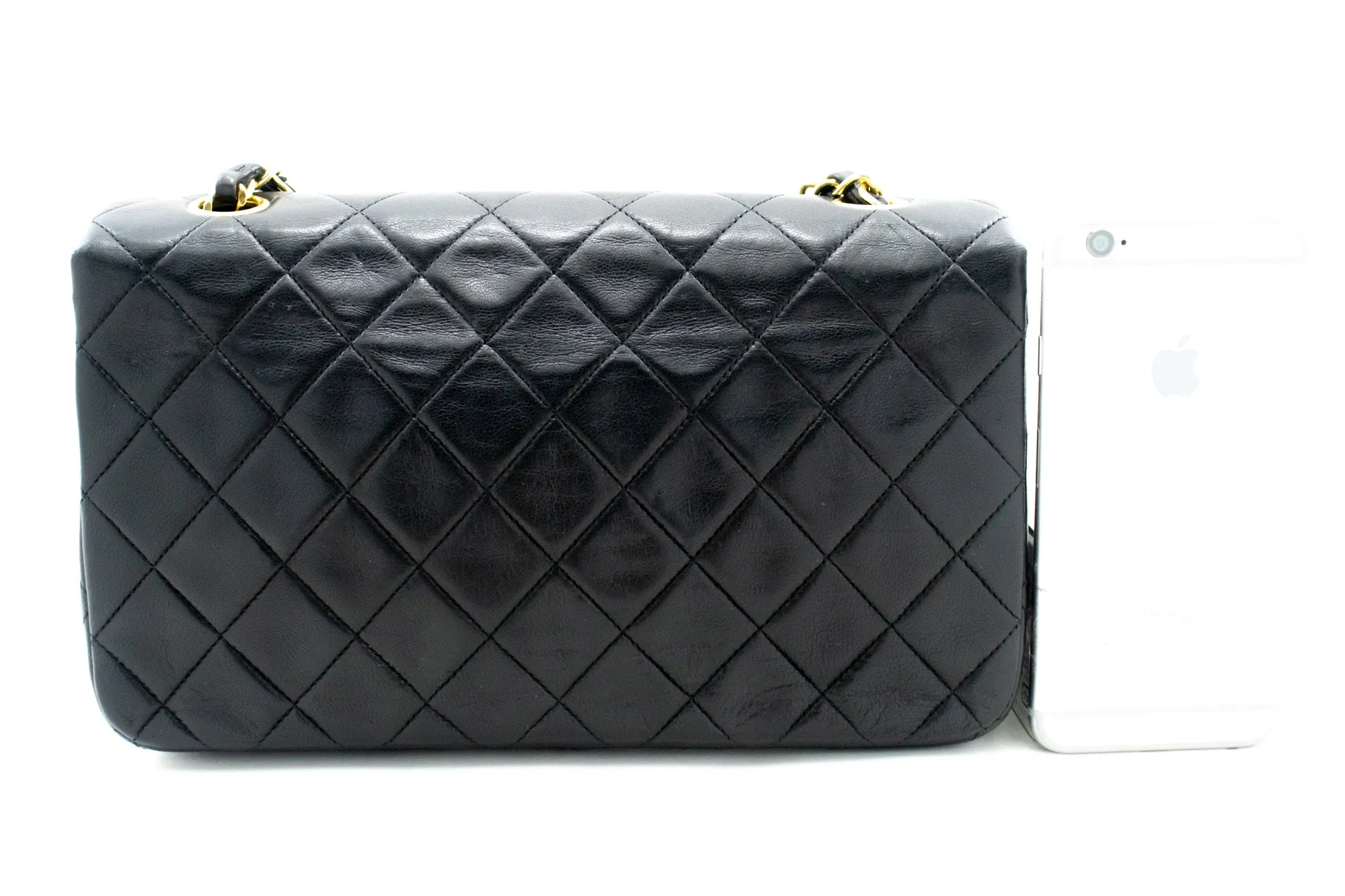 CHANEL Full Flap Chain Shoulder Bag Black Quilted Lambskin L58