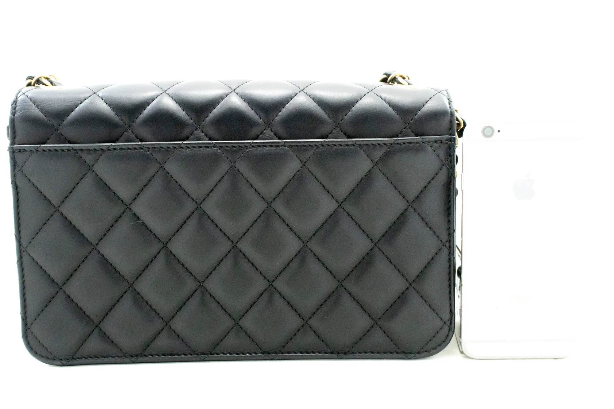 CHANEL Full Flap Chain Shoulder Bag Black Quilted Lambskin Leather m54