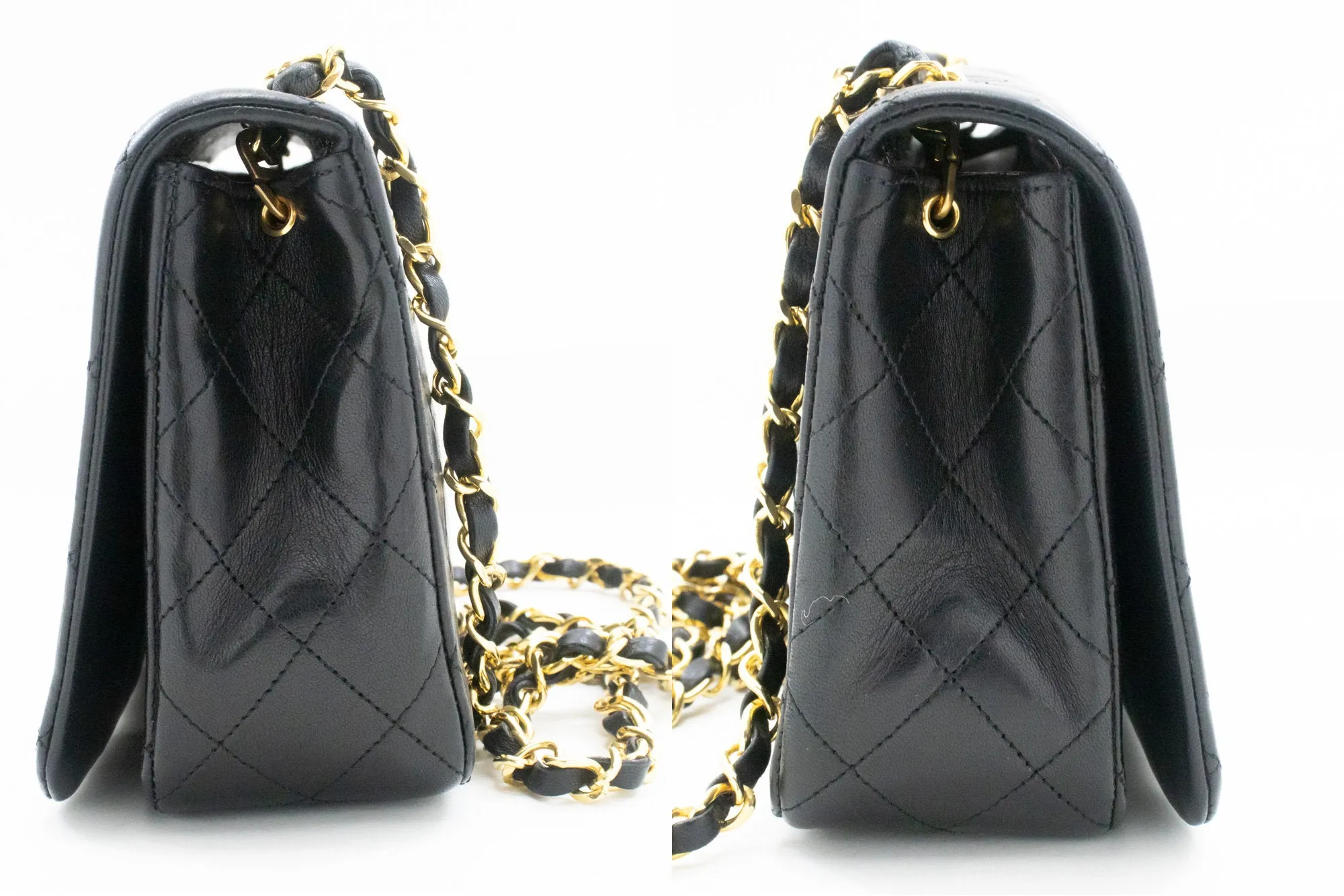 CHANEL Full Flap Chain Shoulder Bag Black Quilted Lambskin Leather n16