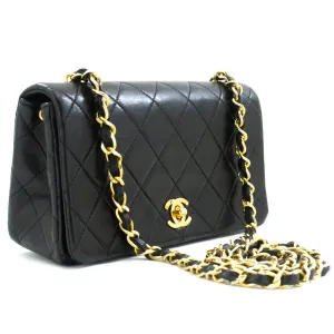 CHANEL Full Flap Chain Shoulder Bag Clutch Black Quilted Lambskin m17