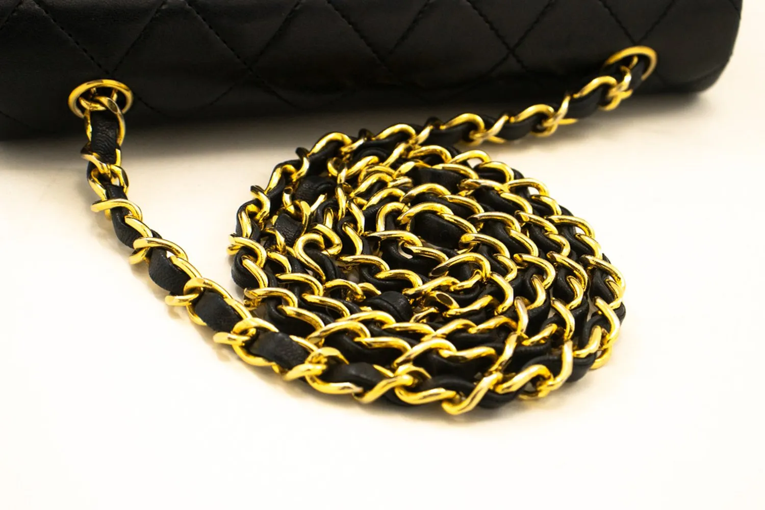 CHANEL Full Flap Chain Shoulder Bag Clutch Black Quilted Lambskin m17