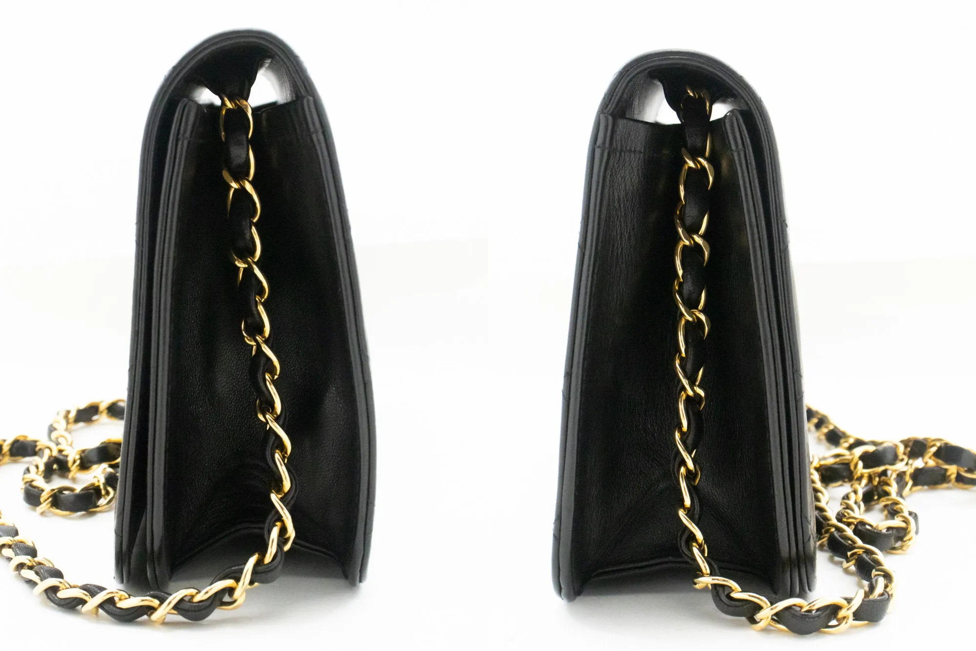 CHANEL Full Flap Chain Shoulder Bag Clutch Black Quilted Lambskin n43