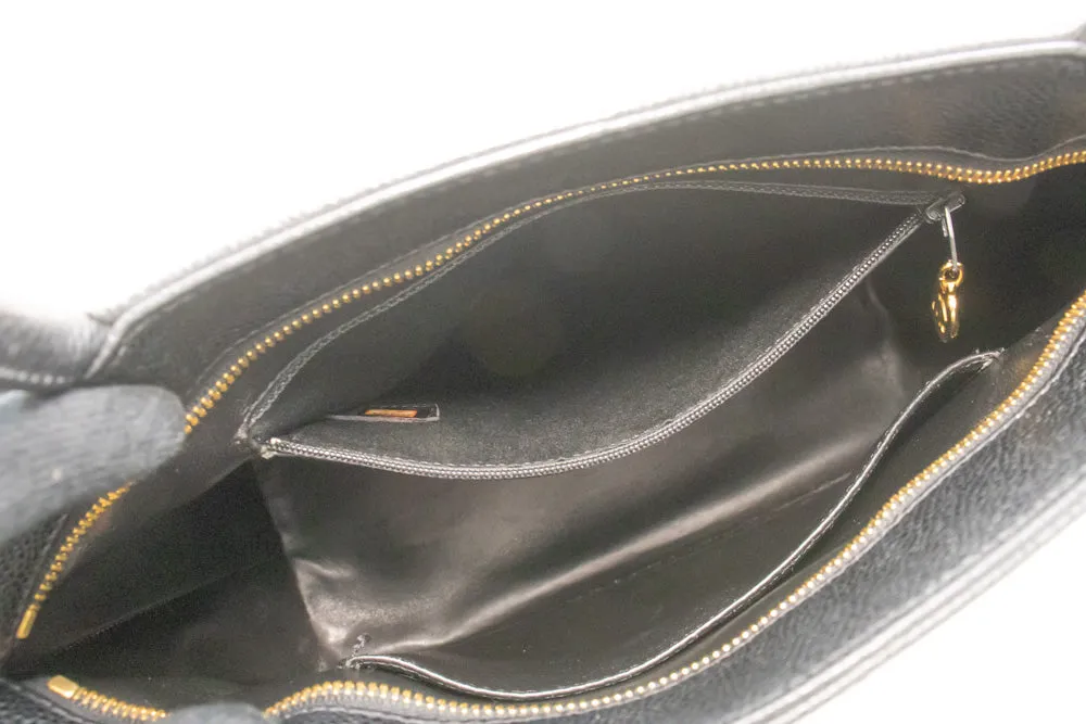 CHANEL Gold Medallion Caviar Shoulder Bag Grand Shopping Tote n56