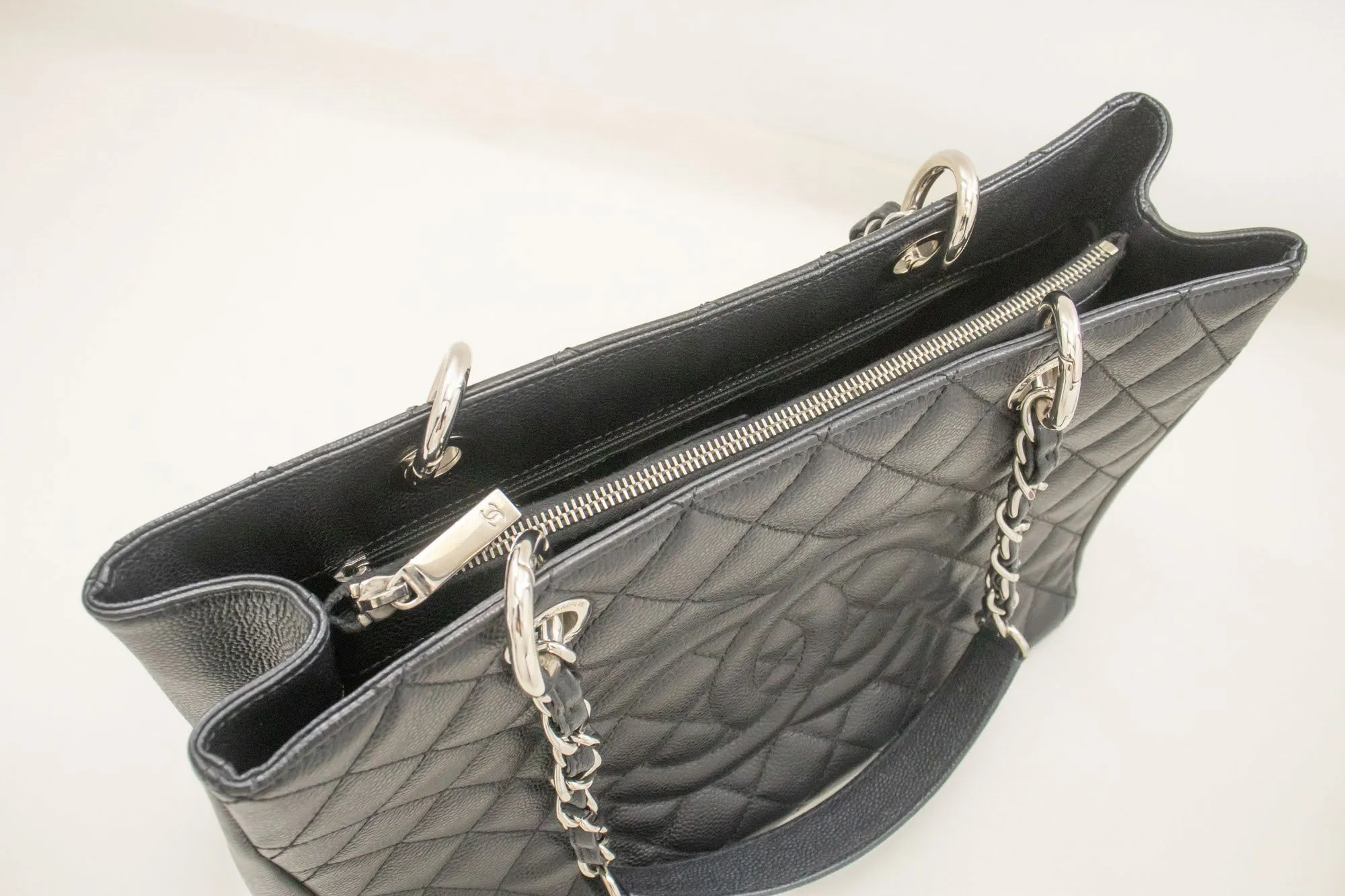 CHANEL Grained Calfskin GST 13" Shopping Tote Chain Shoulder Bag p28