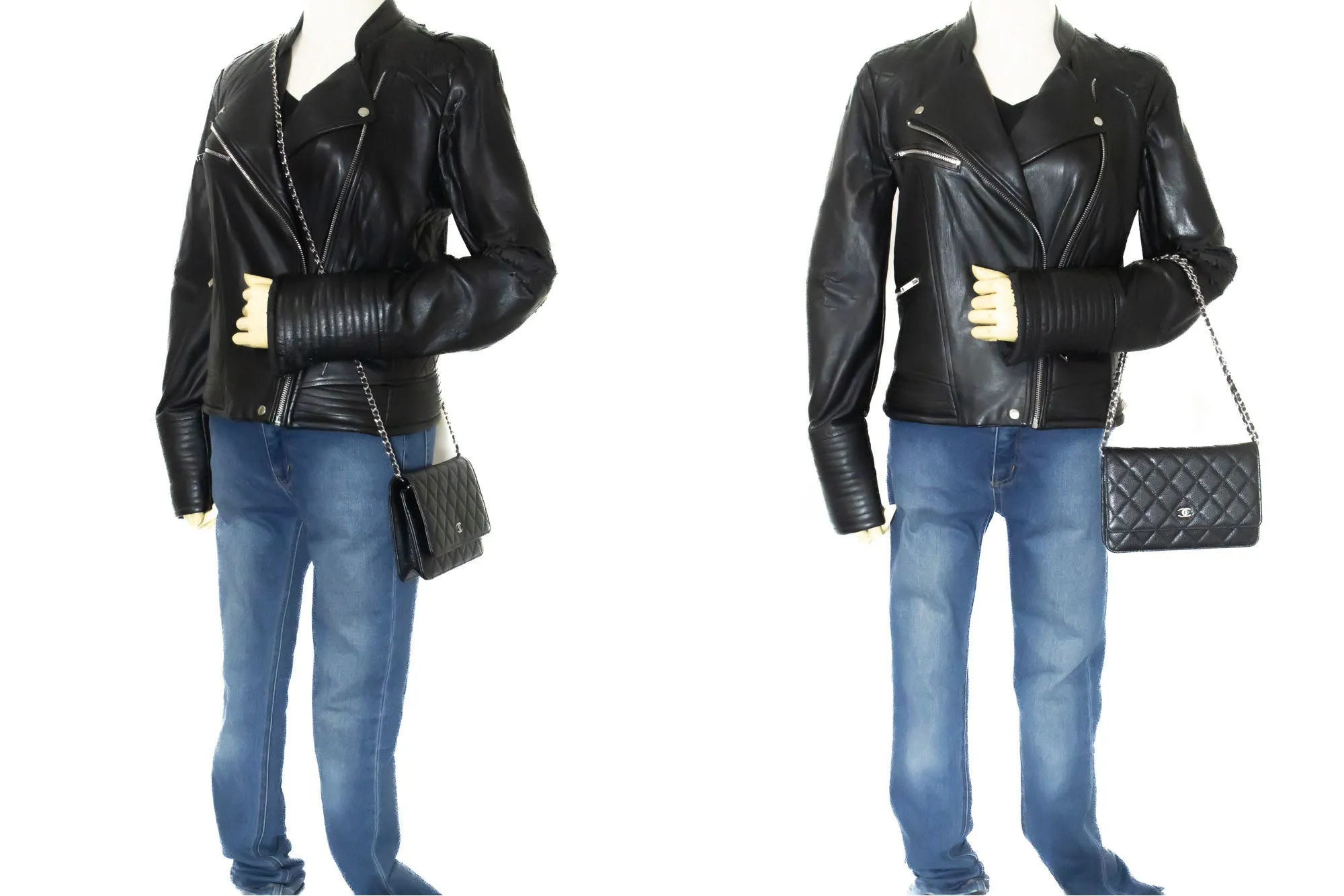 CHANEL Grained Calfskin Wallet On Chain WOC Black Shoulder Bag p60