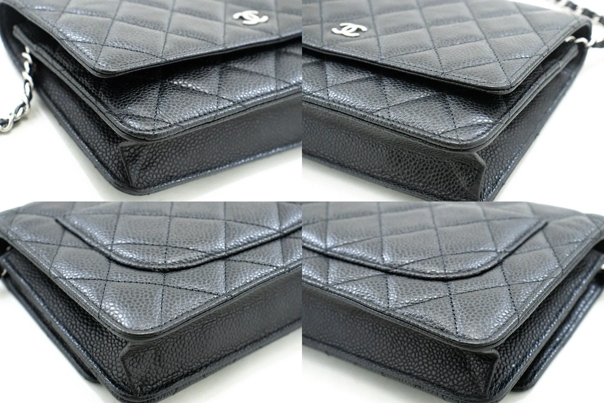 CHANEL Grained Calfskin Wallet On Chain WOC Black Shoulder Bag p60