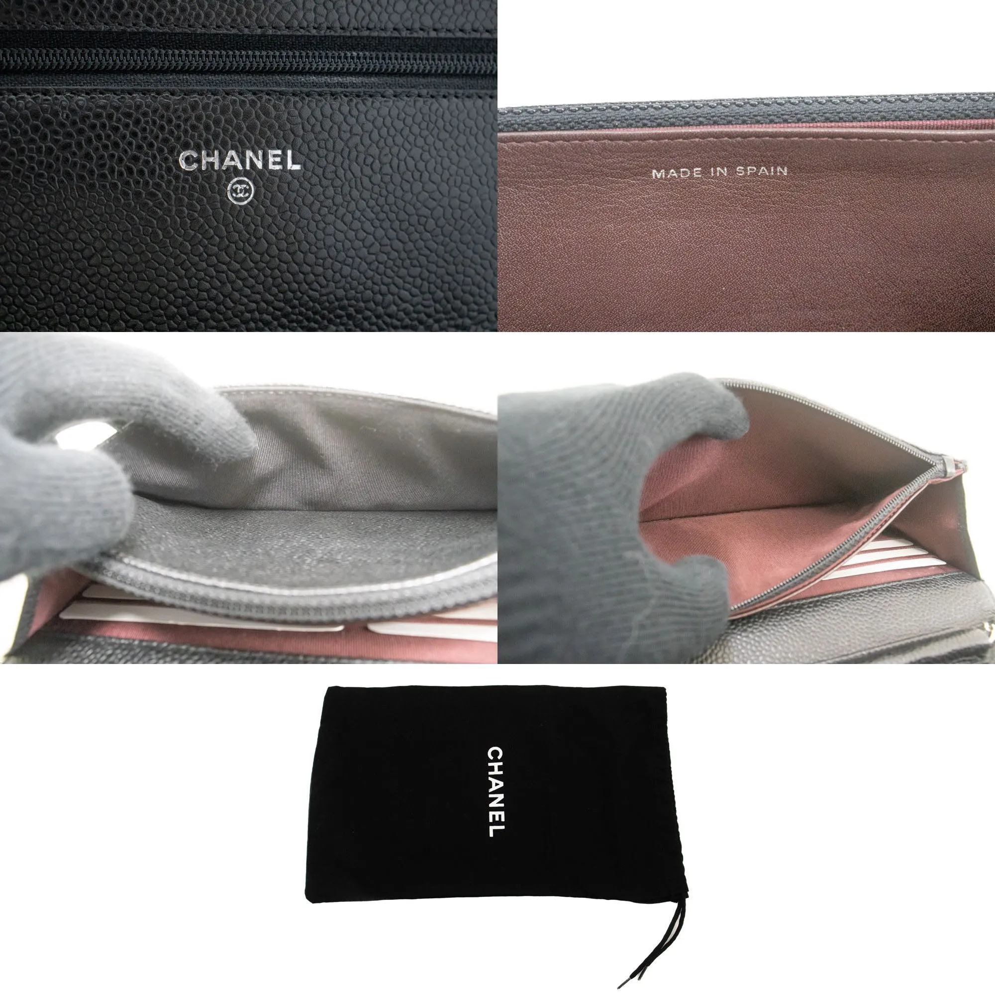 CHANEL Grained Calfskin Wallet On Chain WOC Black Shoulder Bag p60