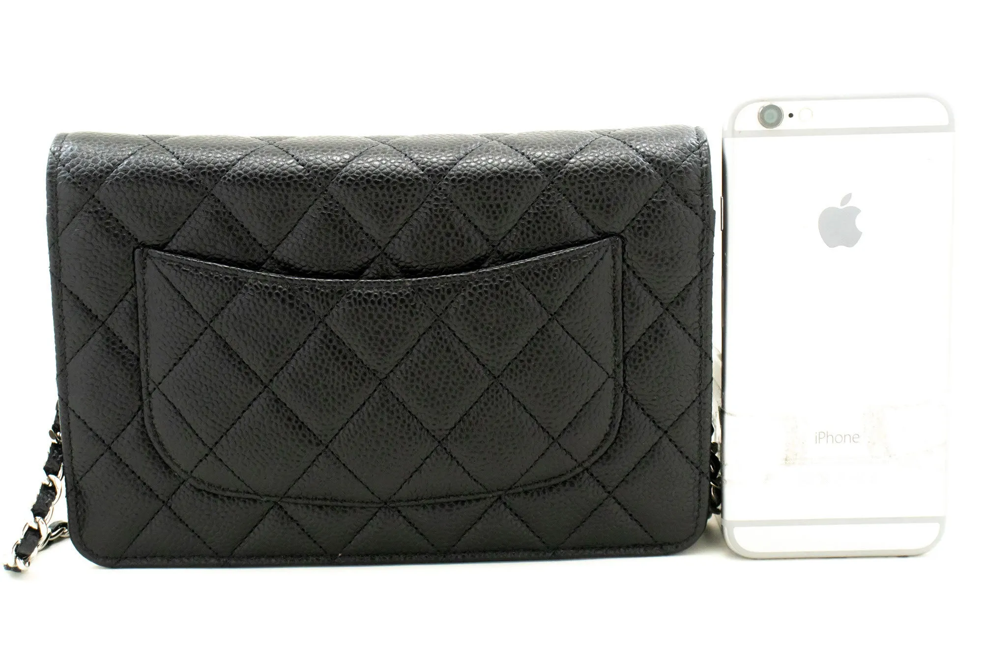 CHANEL Grained Calfskin Wallet On Chain WOC Black Shoulder Bag p60
