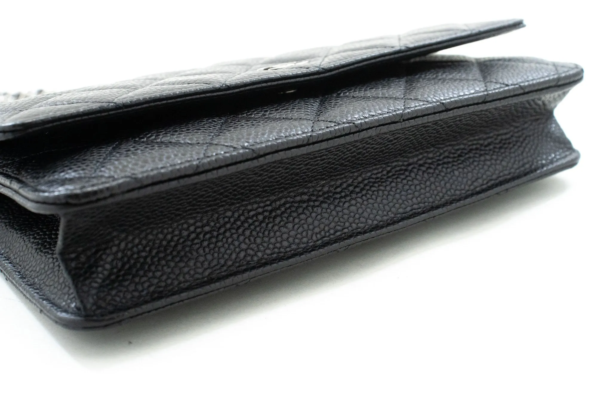 CHANEL Grained Calfskin Wallet On Chain WOC Black Shoulder Bag p60