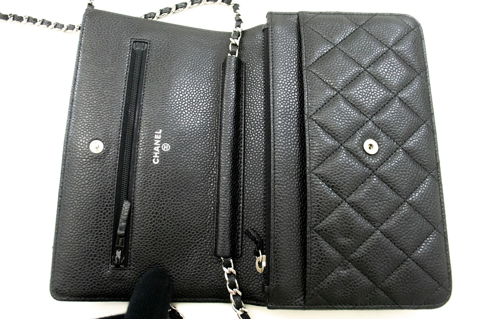 CHANEL Grained Calfskin Wallet On Chain WOC Black Shoulder Bag p60