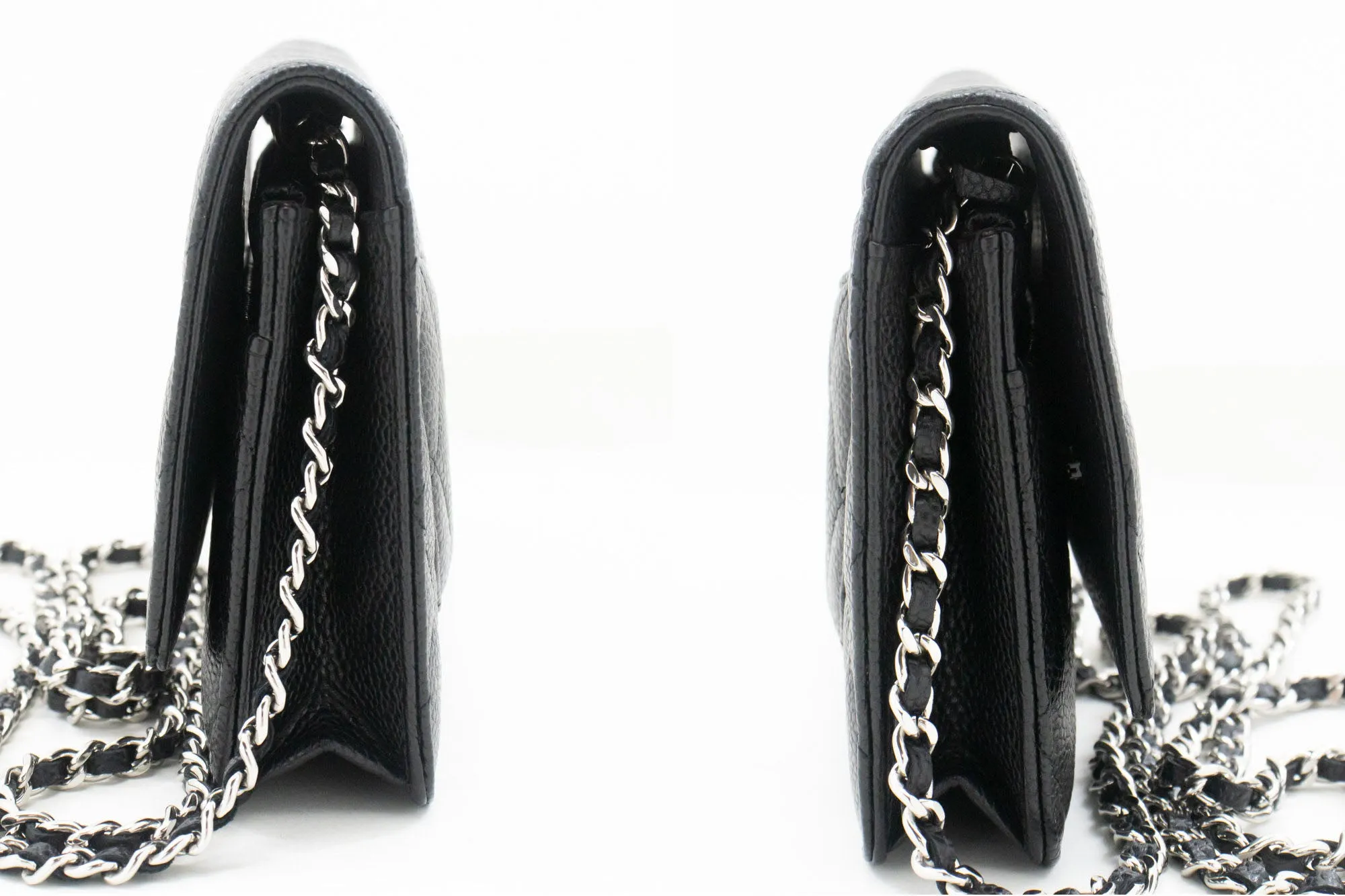 CHANEL Grained Calfskin Wallet On Chain WOC Black Shoulder Bag p60