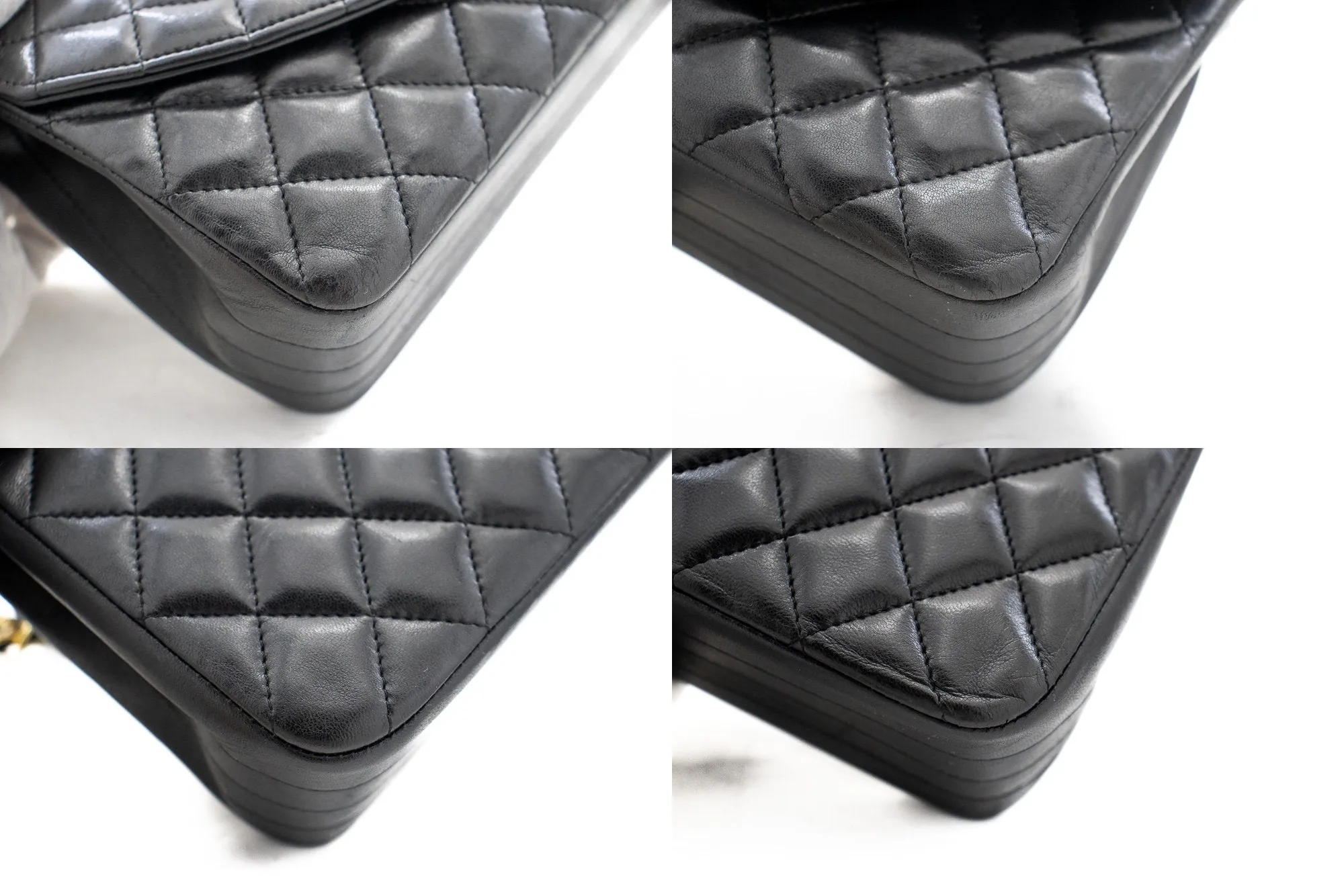 CHANEL Half Moon Chain Shoulder Bag Crossbody Black Quilted Flap j18