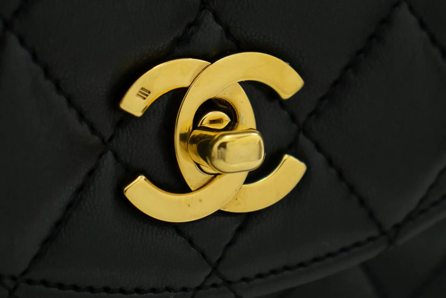 CHANEL Half Moon Chain Shoulder Bag Crossbody Black Quilted Flap j18