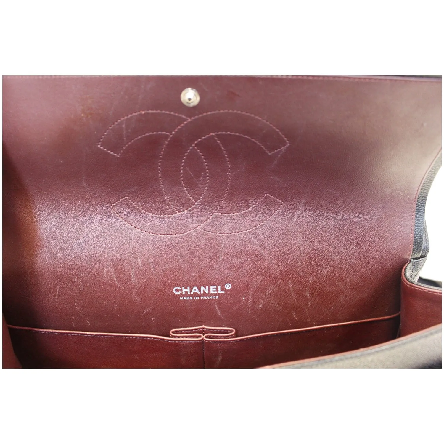 CHANEL Maxi Caviar Leather Jumbo Double Flap Shoulder Bag Black