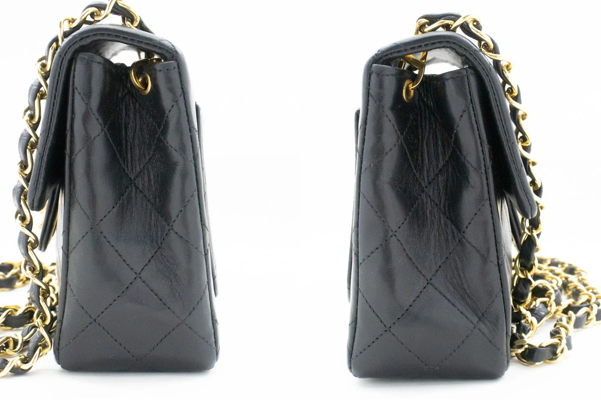 CHANEL Mini Square Small Chain Shoulder Bag Crossbody Black Lamb m44