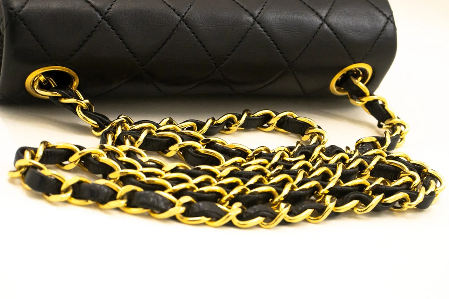 CHANEL Mini Square Small Chain Shoulder Bag Crossbody Black Lamb m44