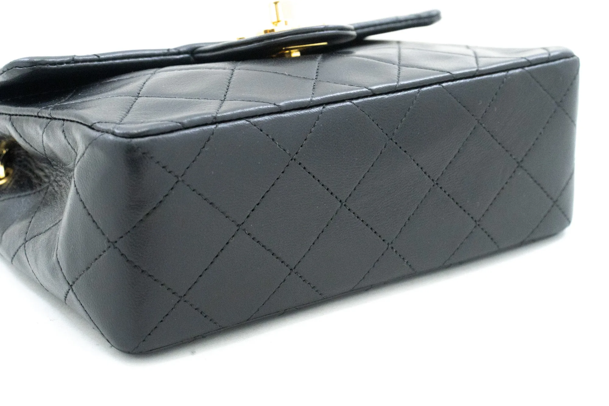 CHANEL Mini Square Small Chain Shoulder Bag Crossbody Black Lamb m44