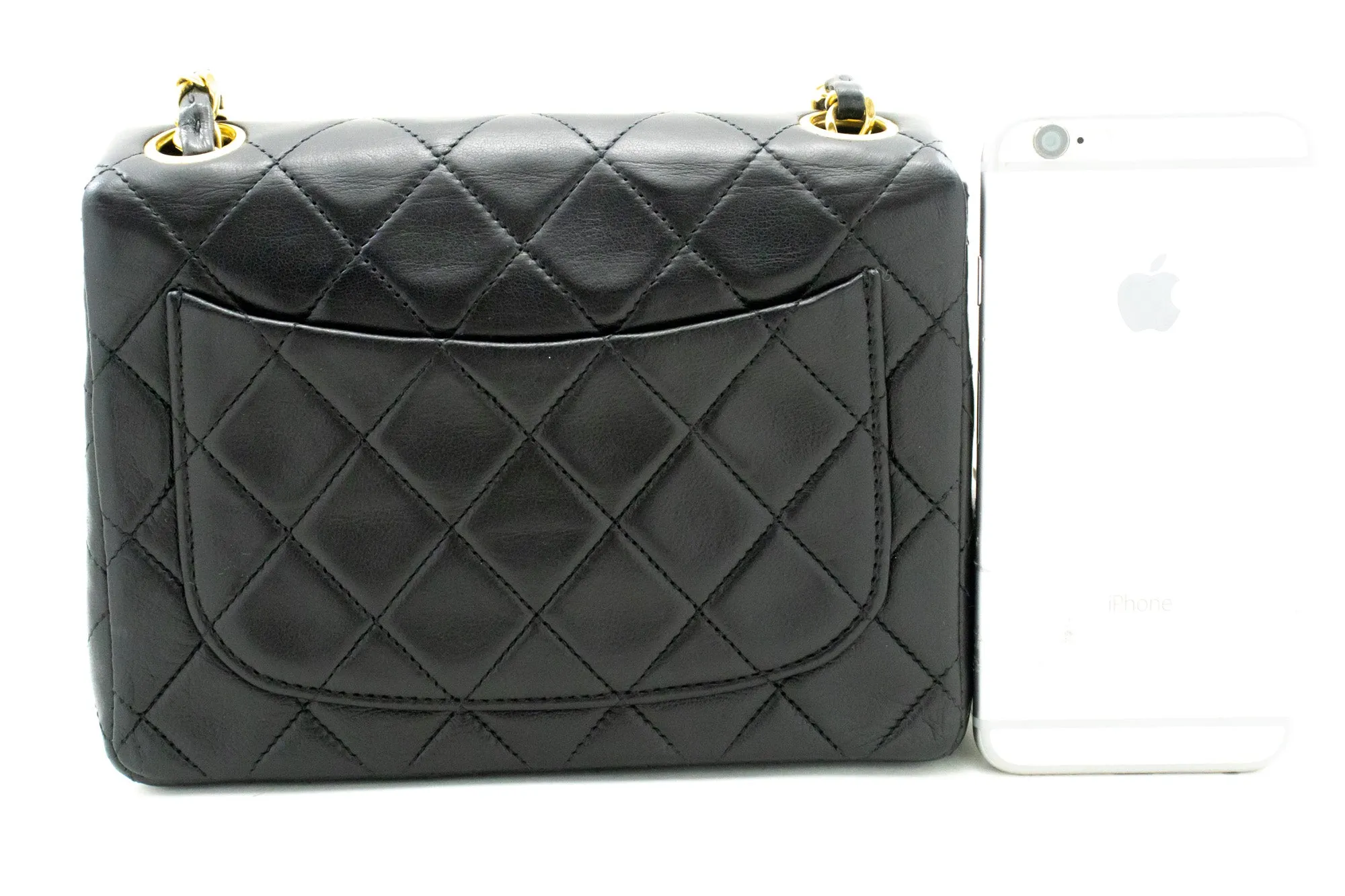 CHANEL Mini Square Small Chain Shoulder Bag Crossbody Black Lamb m44