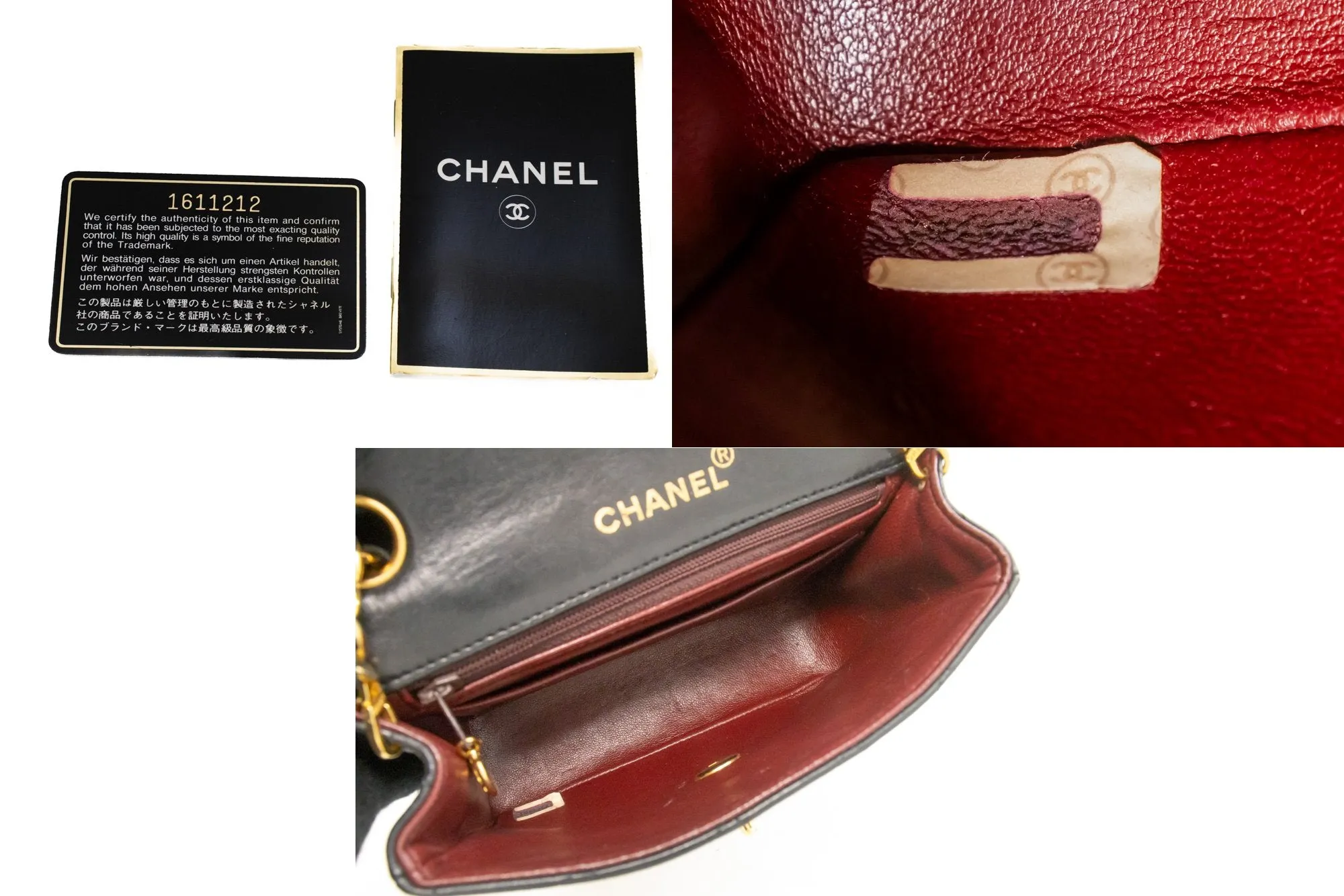 CHANEL Mini Square Small Chain Shoulder Bag Crossbody Black Lamb m44