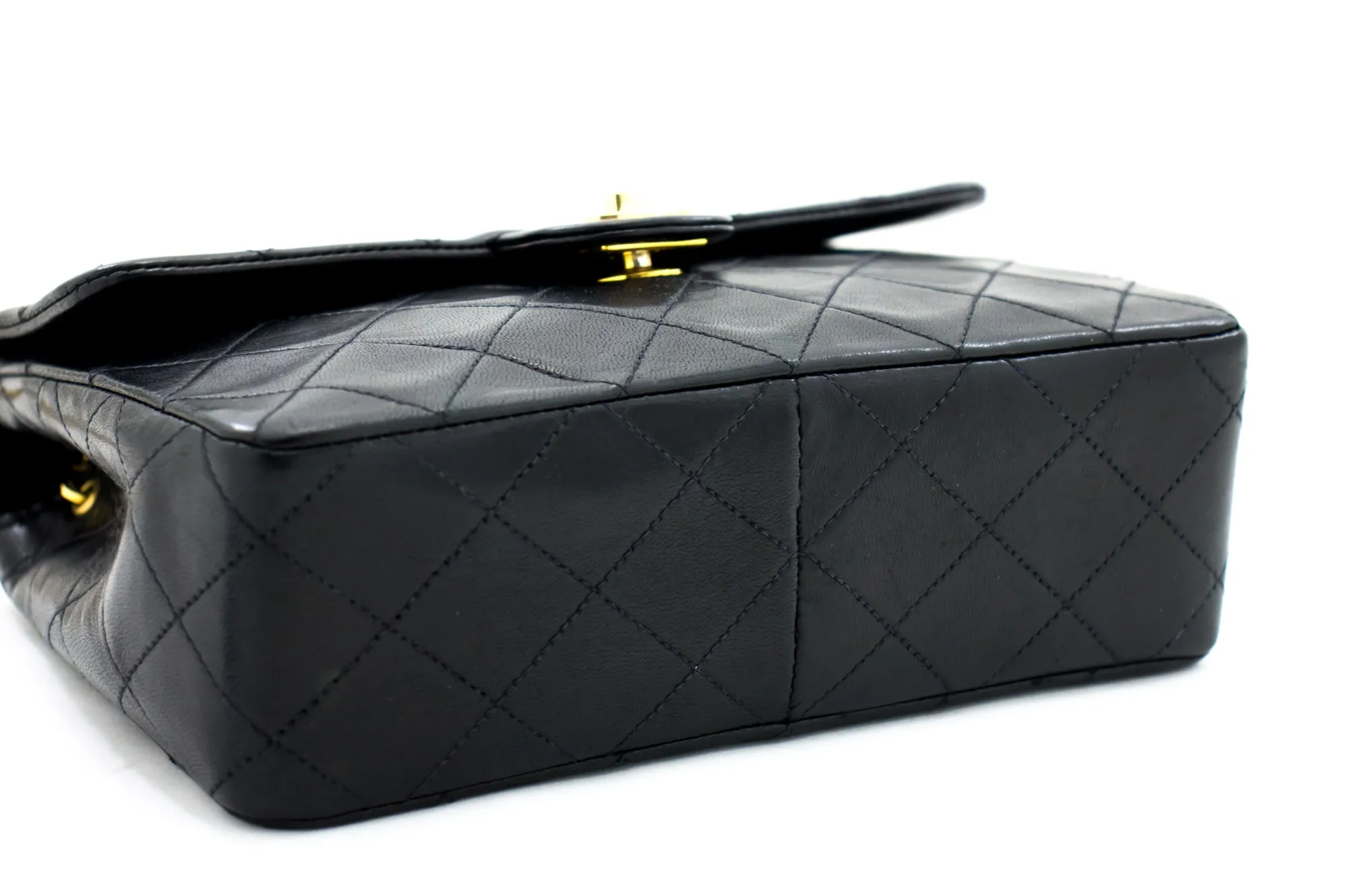 CHANEL Mini Square Small Chain Shoulder Bag Crossbody Black Quilt h15