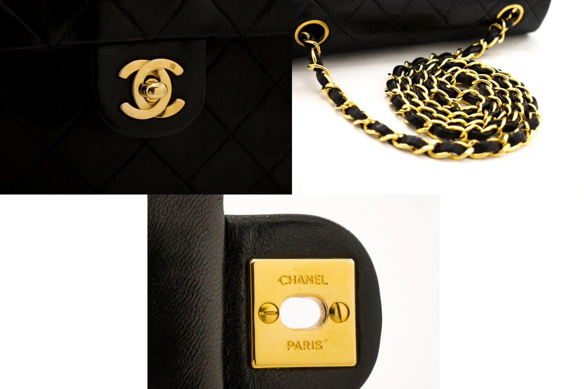 CHANEL Mini Square Small Chain Shoulder Bag Crossbody Black Quilt h15
