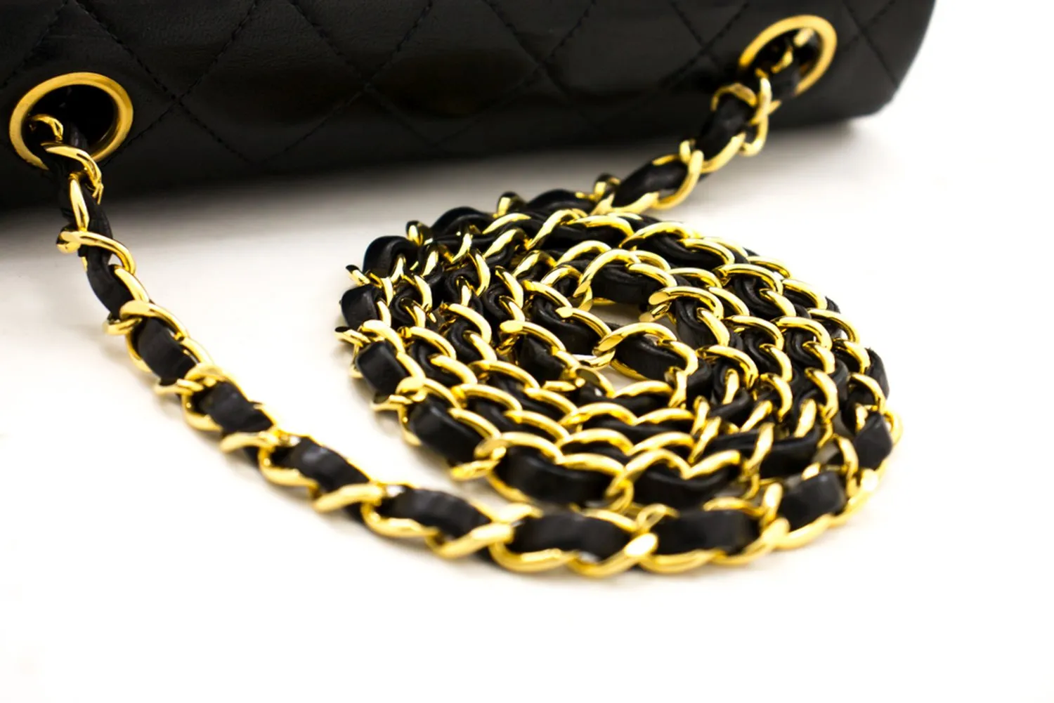 CHANEL Mini Square Small Chain Shoulder Bag Crossbody Black Quilt h15