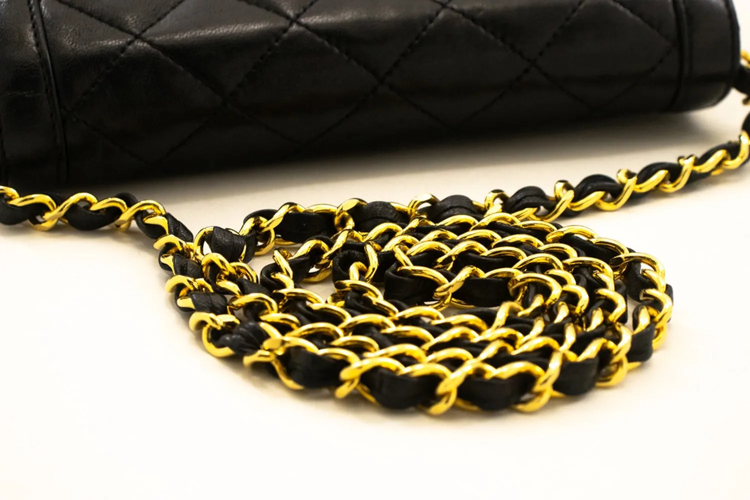 CHANEL Paris Limited Small Chain Shoulder Bag Black Quilted Flap L91