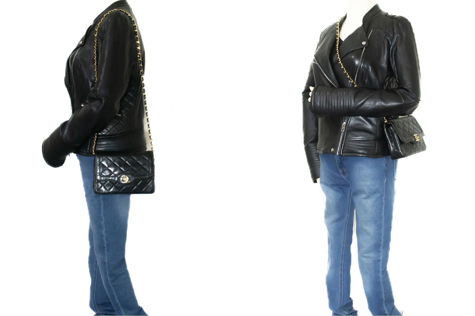 CHANEL Paris Limited Small Chain Shoulder Bag Black Quilted Flap L91