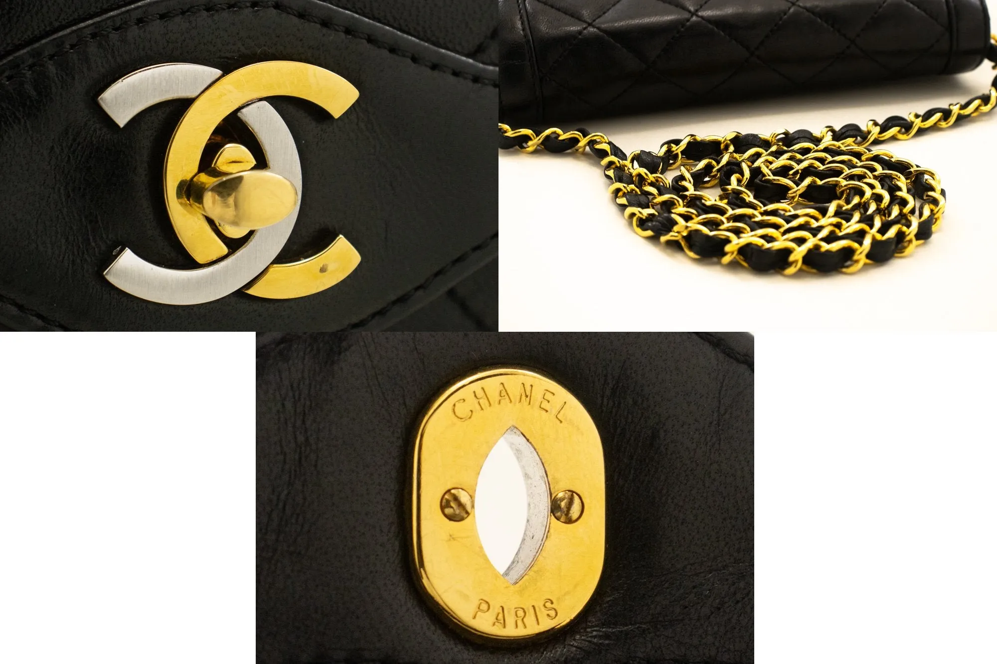 CHANEL Paris Limited Small Chain Shoulder Bag Black Quilted Flap L91