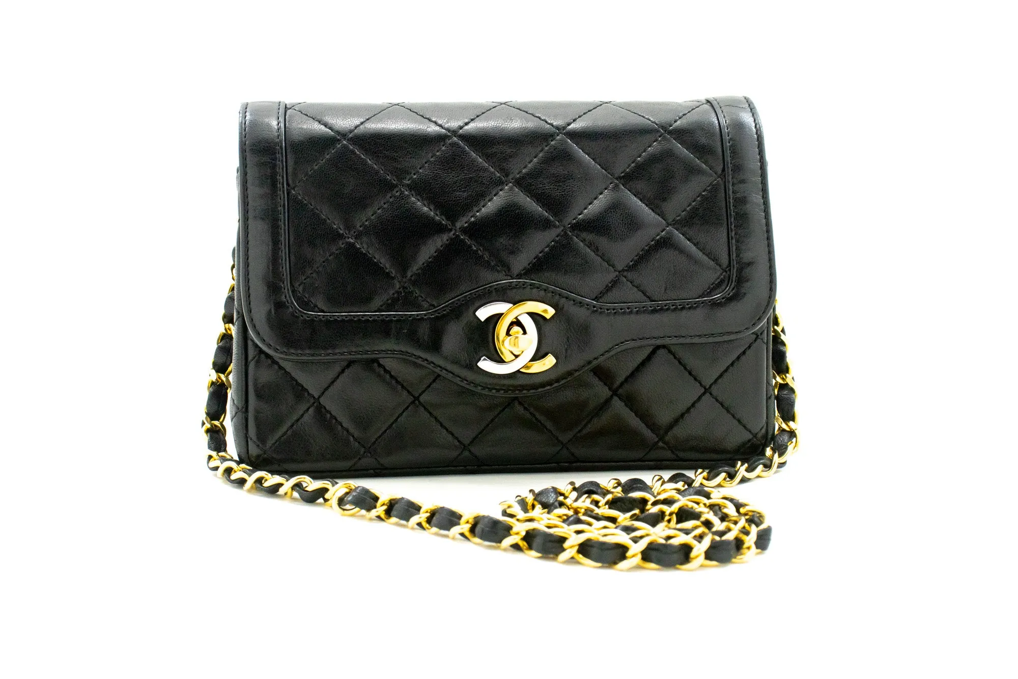 CHANEL Paris Limited Small Chain Shoulder Bag Black Quilted Flap L91
