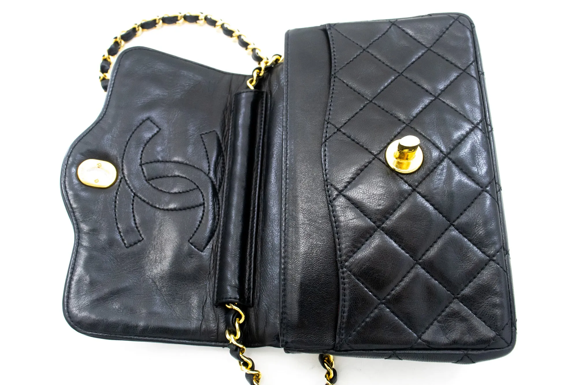 CHANEL Paris Limited Small Chain Shoulder Bag Black Quilted Flap L91