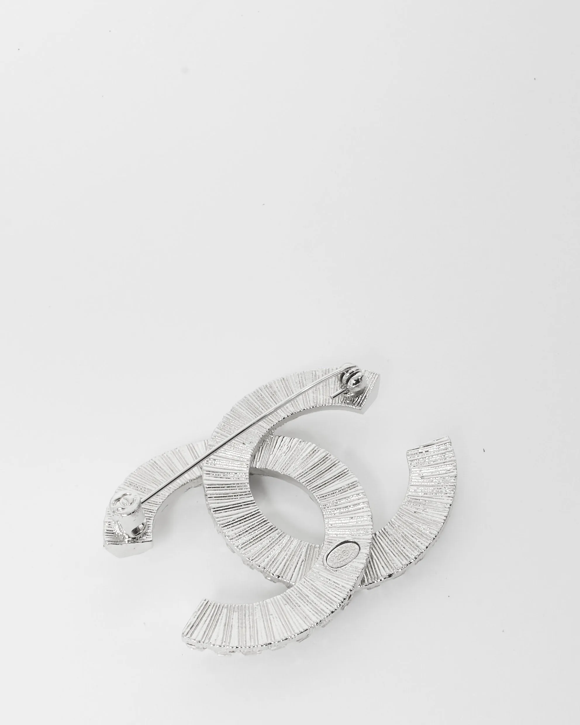 Chanel Silver Baguette Crystal Brooch