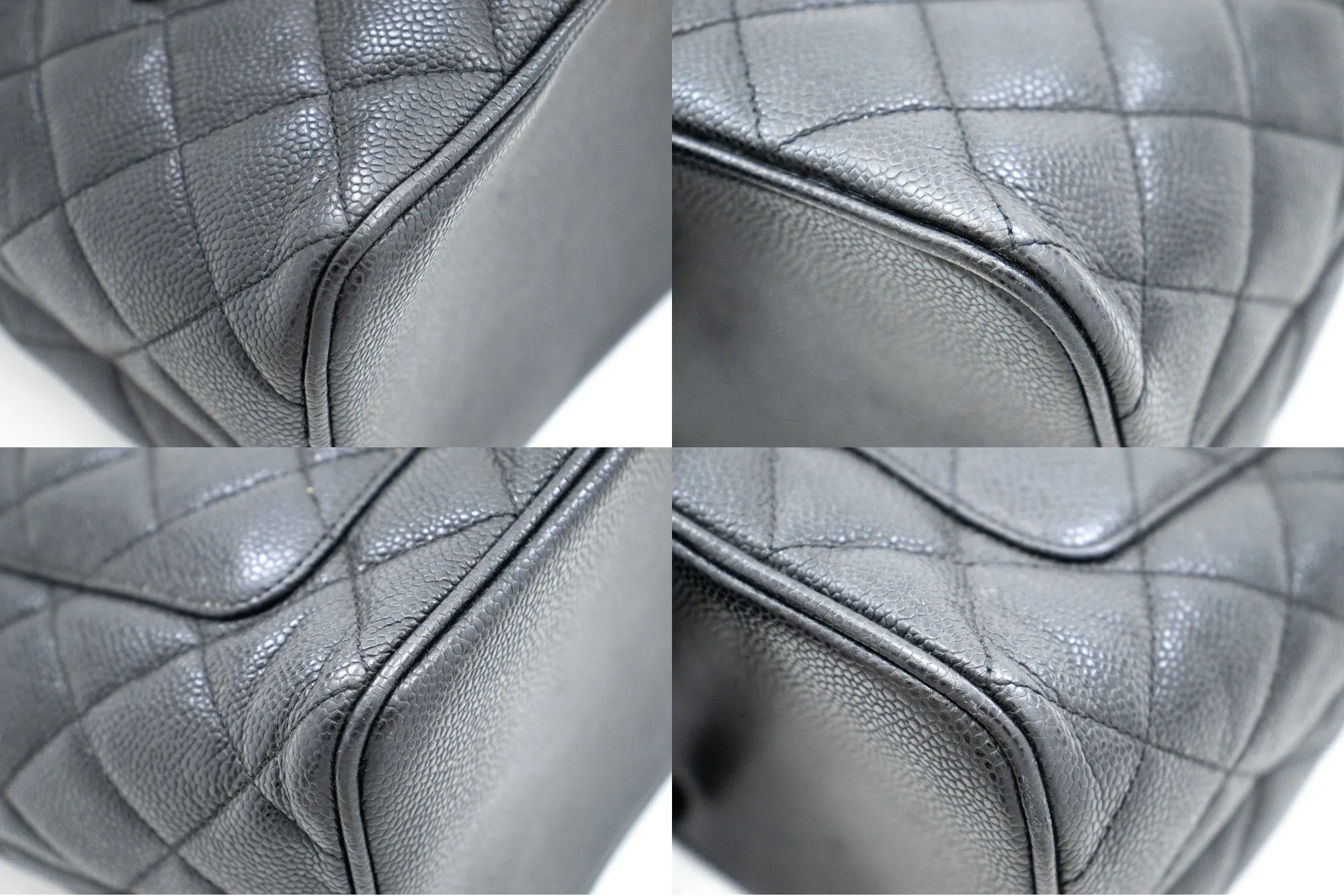 CHANEL Silver Medallion Caviar Shoulder Bag Shopping Tote Black n60