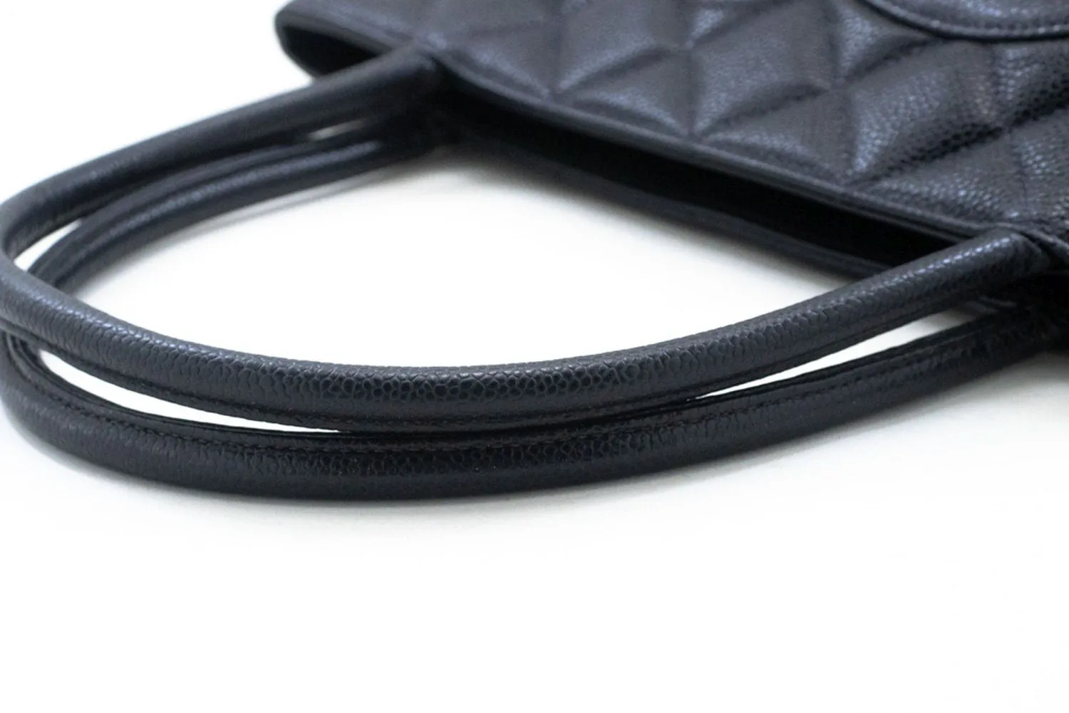 CHANEL Silver Medallion Grained Calfskin Leather Shoulder Bag n64