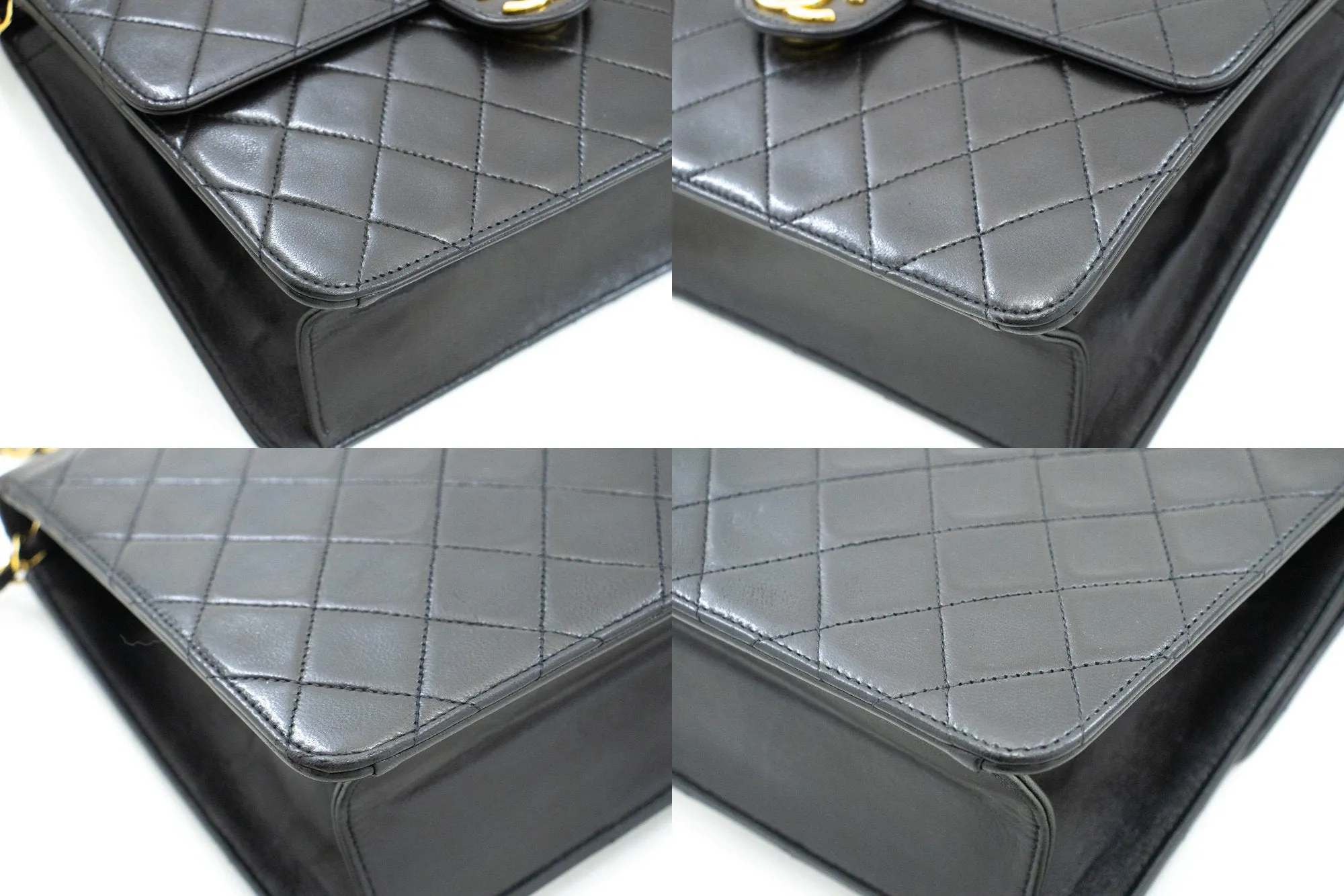 CHANEL Small Chain Shoulder Bag Clutch Black Quilted Flap Lambskin L81