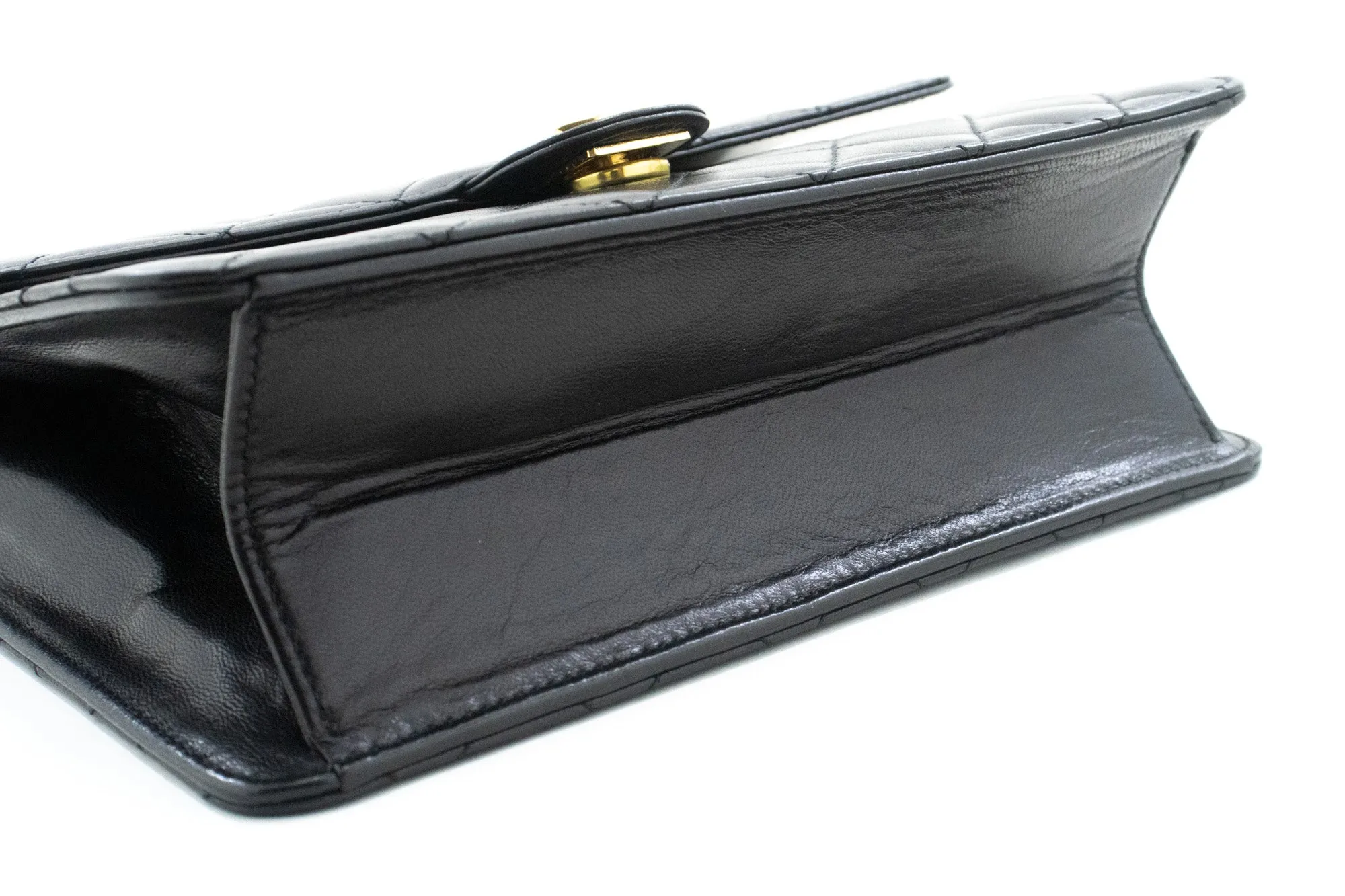 CHANEL Small Chain Shoulder Bag Clutch Black Quilted Flap Lambskin m72