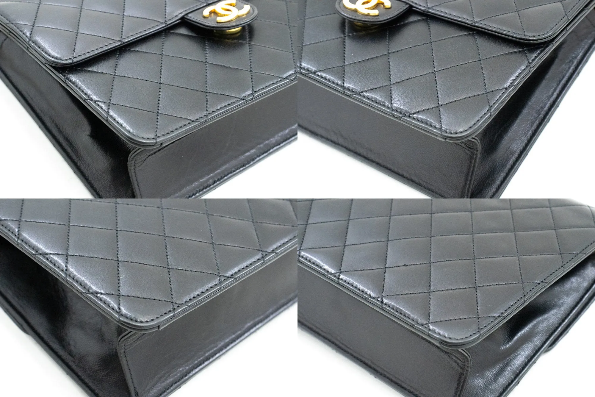 CHANEL Small Chain Shoulder Bag Clutch Black Quilted Flap Lambskin m72