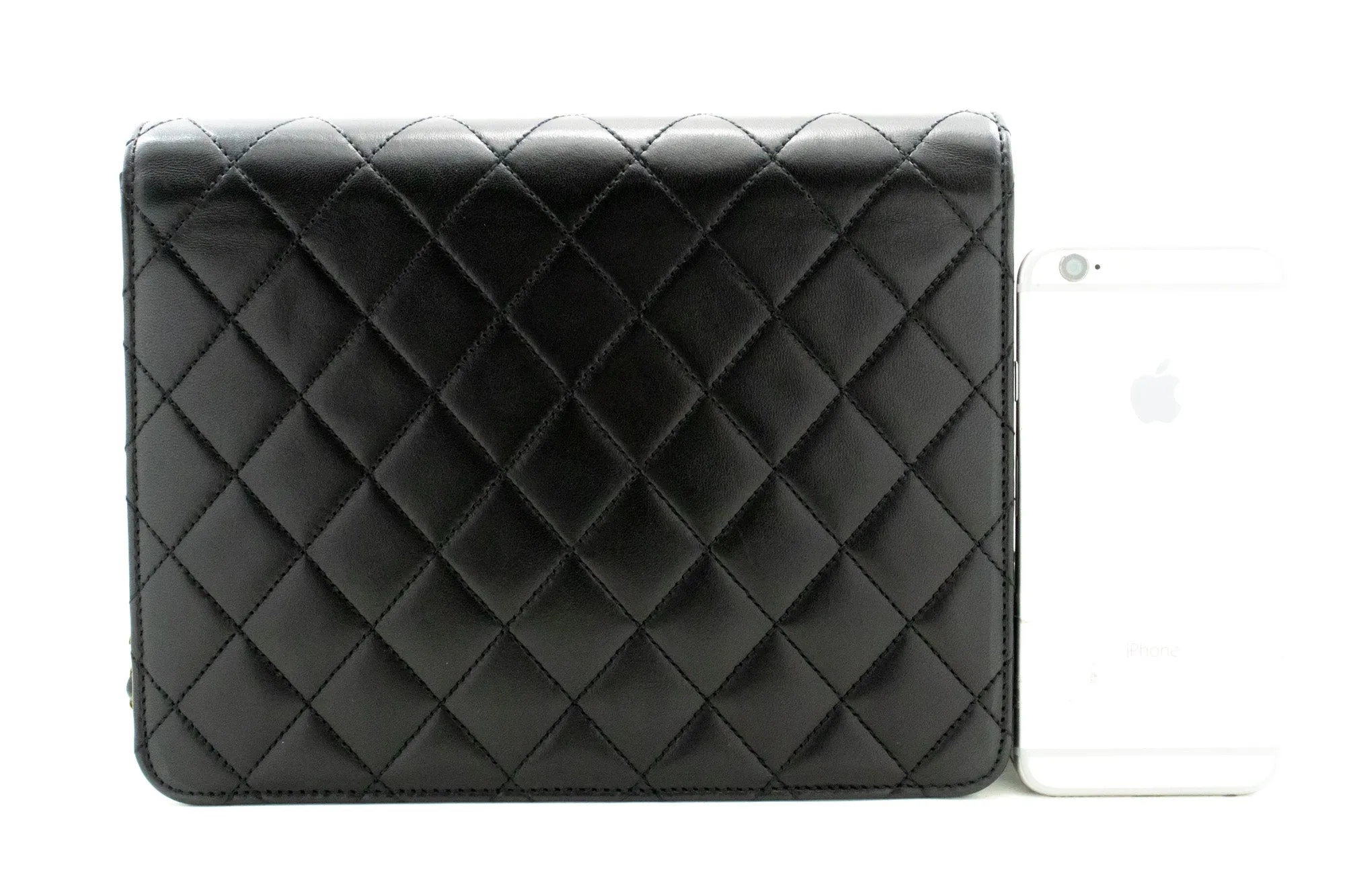CHANEL Small Chain Shoulder Bag Clutch Black Quilted Flap Lambskin m72