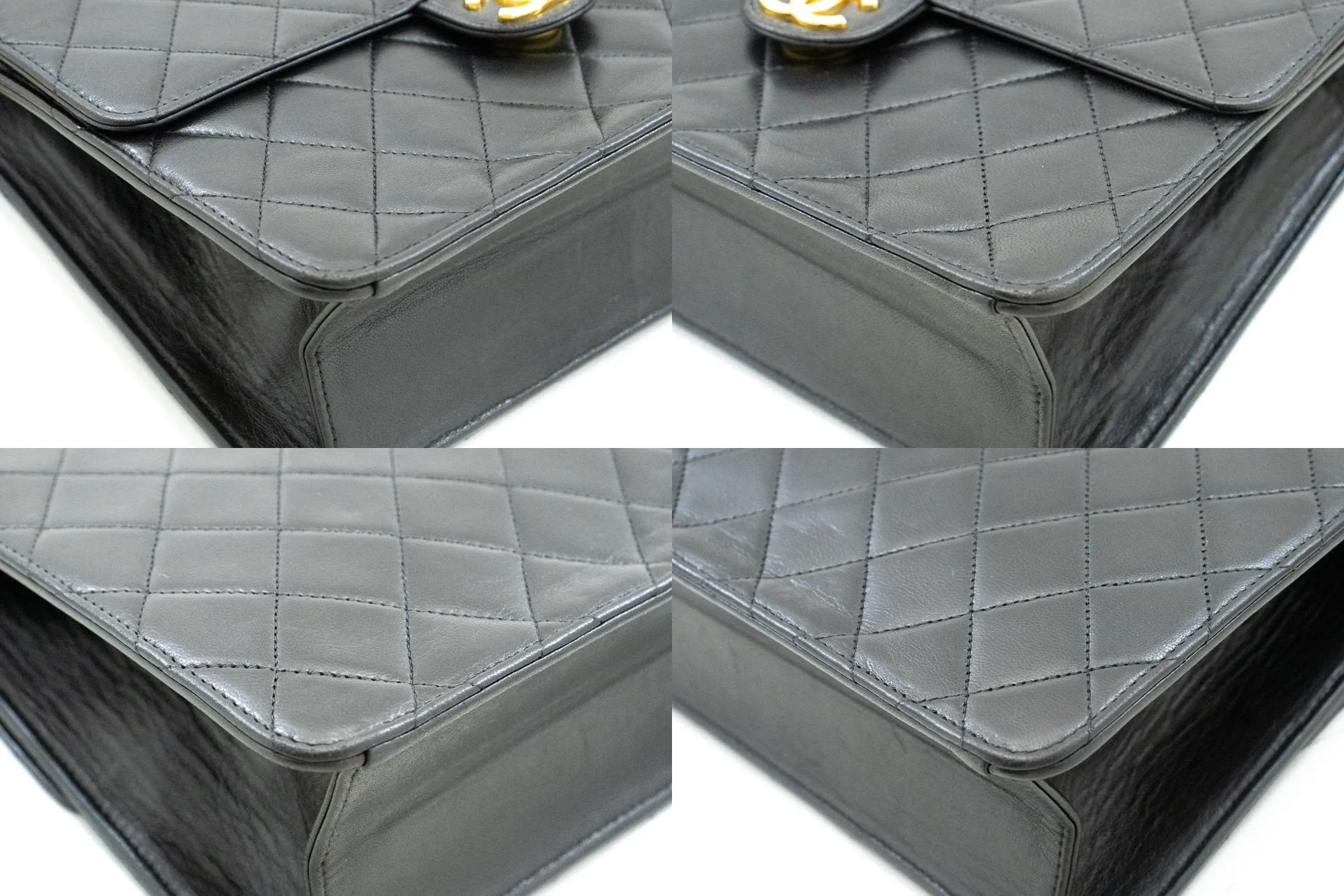 CHANEL Small Chain Shoulder Bag Clutch Black Quilted Flap Lambskin n61