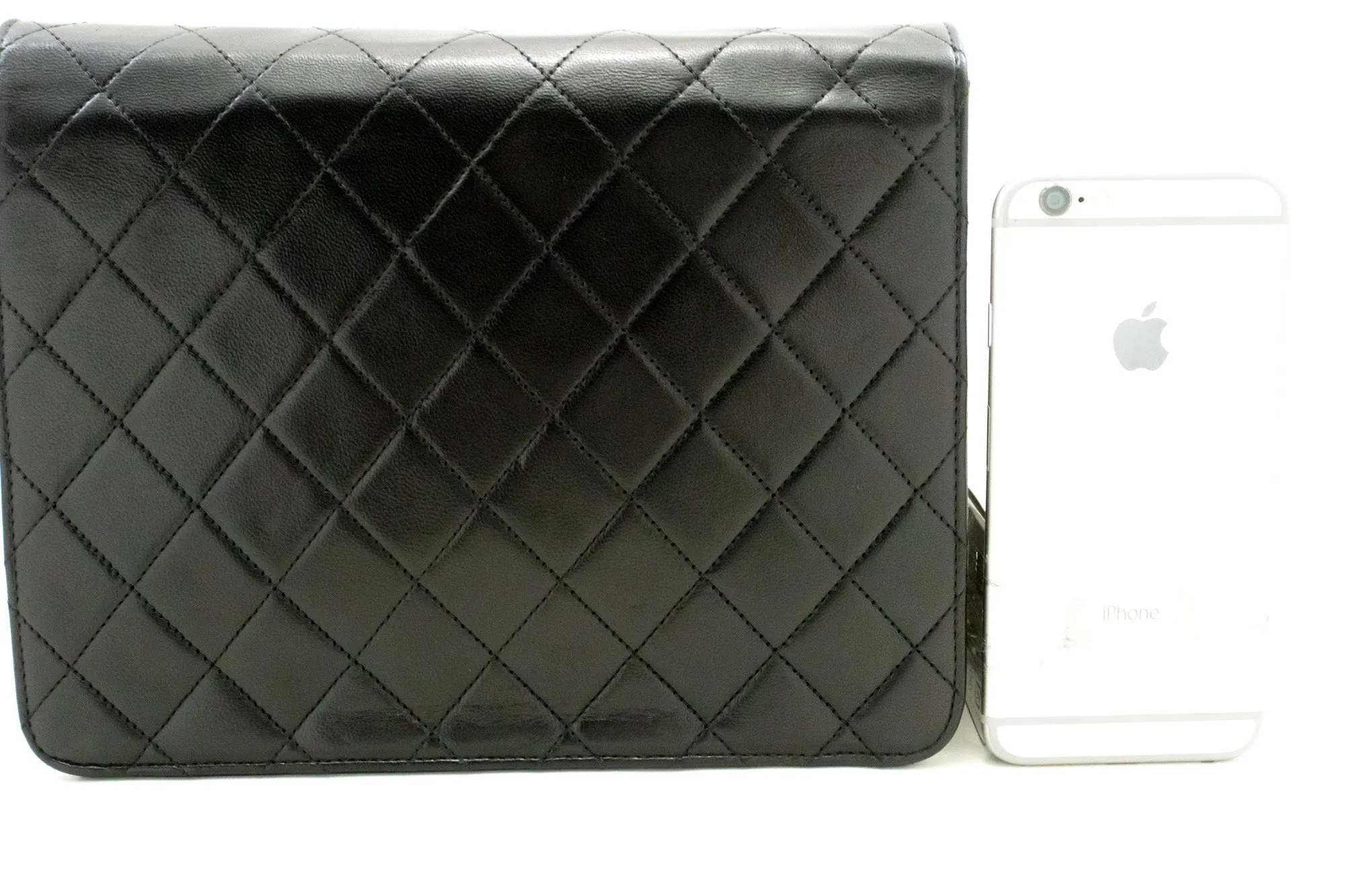 CHANEL Small Chain Shoulder Bag Clutch Black Quilted Flap Lambskin n61