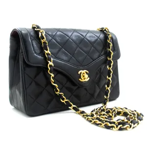 CHANEL Small Single Flap Chain Shoulder Bag Black Quilted Lambskin m99