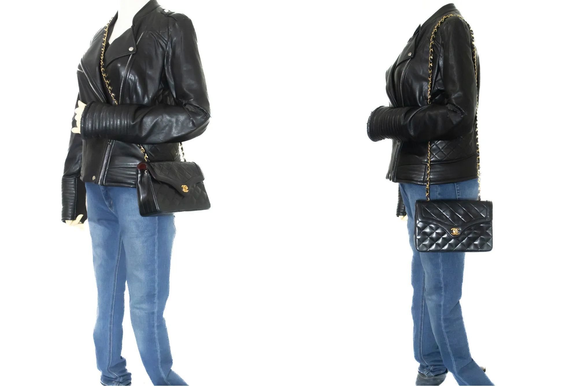 CHANEL Small Single Flap Chain Shoulder Bag Black Quilted Lambskin m99