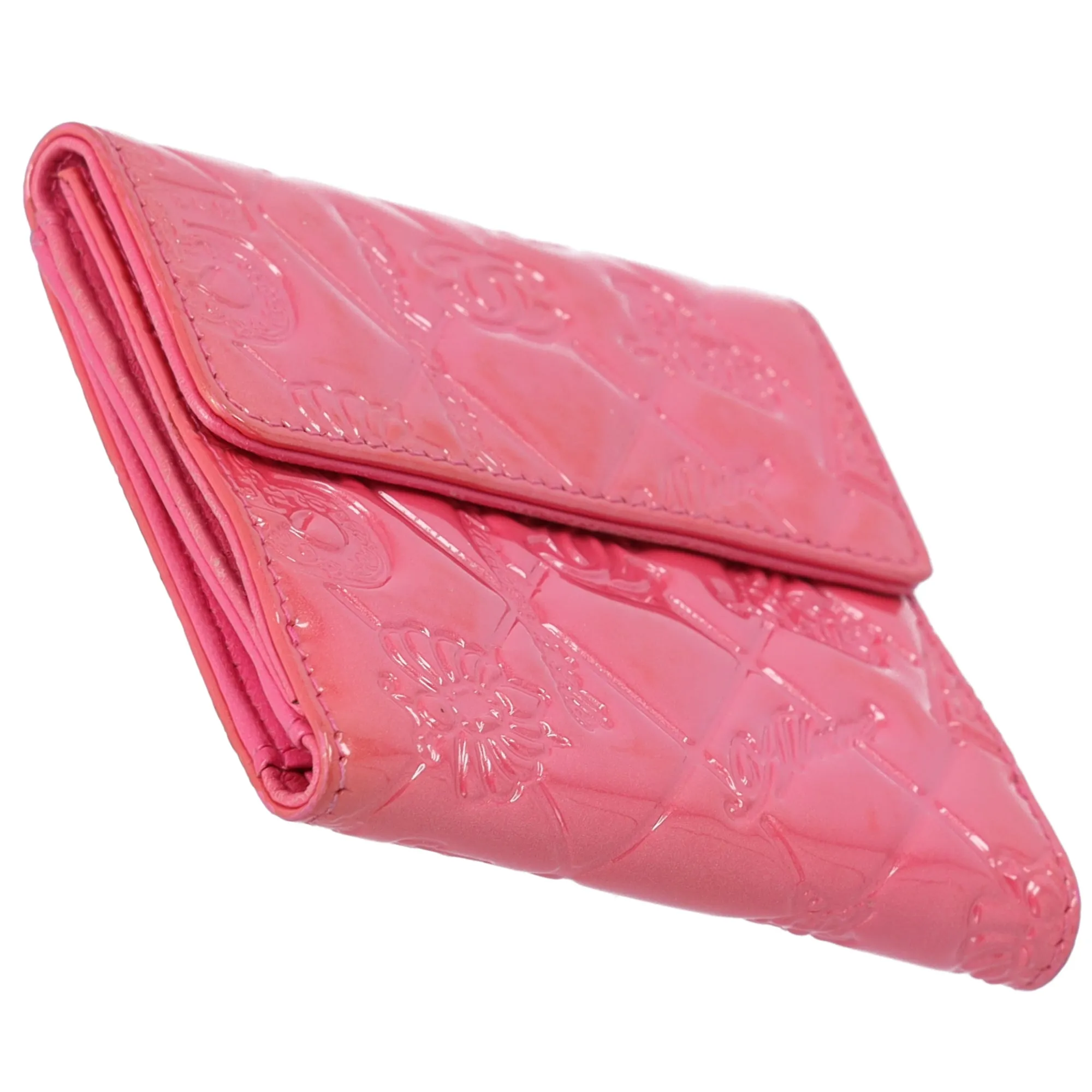 CHANEL Symbol Lucky Charm Double-hook Wallet Pink Patent Leather