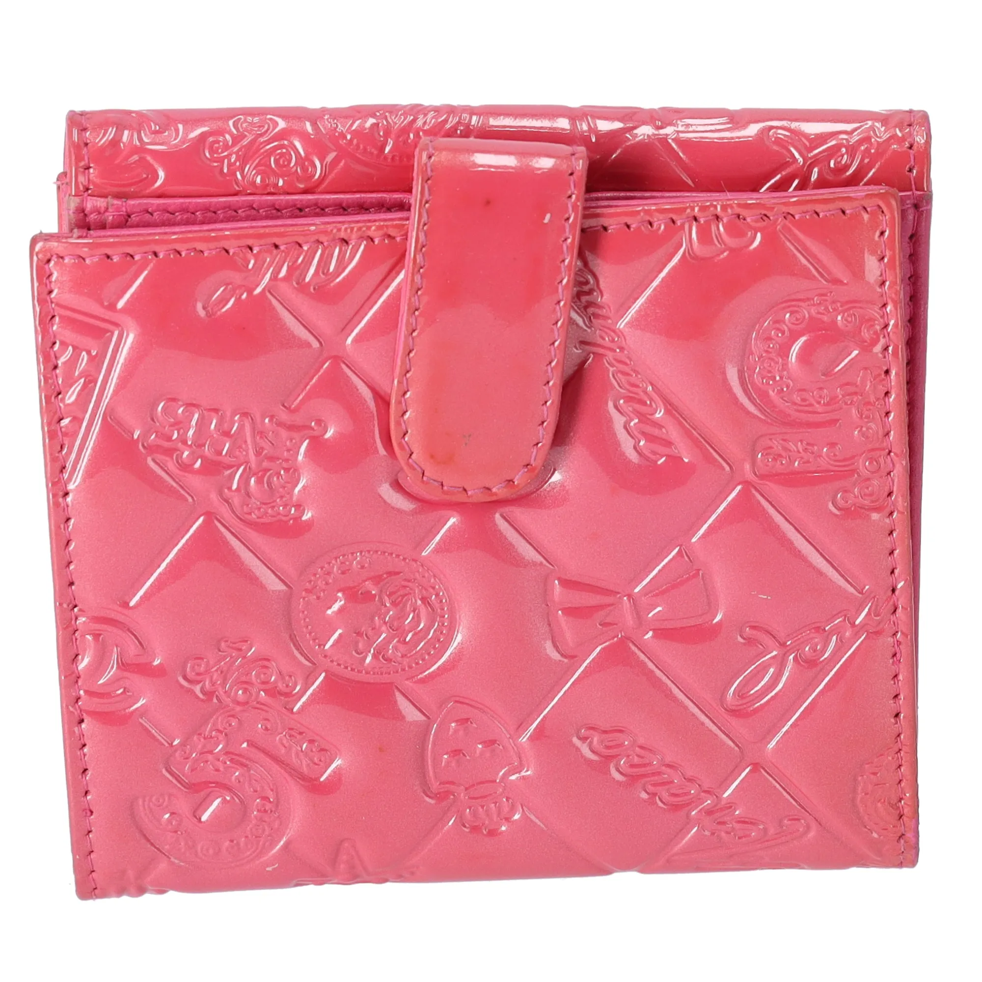CHANEL Symbol Lucky Charm Double-hook Wallet Pink Patent Leather